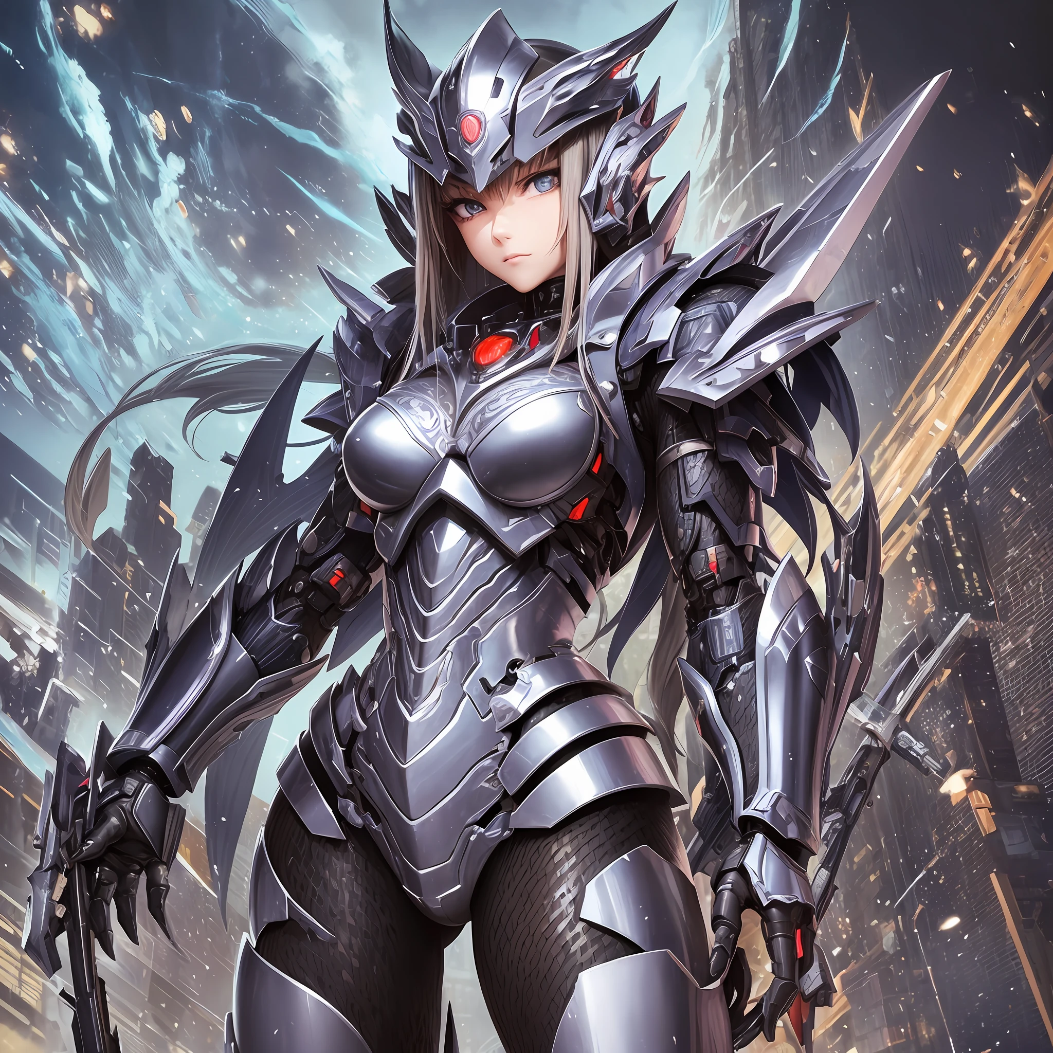 Close up portrait of a person in costume with a sword, cyber japan style armor, cyber japan armor, guyver style, girl in armor, monster hunter armor, full body mecha suit, perfect anime cyborg woman, cyborg noble woman, mecha cyber armor girl, detailed full body concept, female armor, anime character. Full Body Art --auto --s2