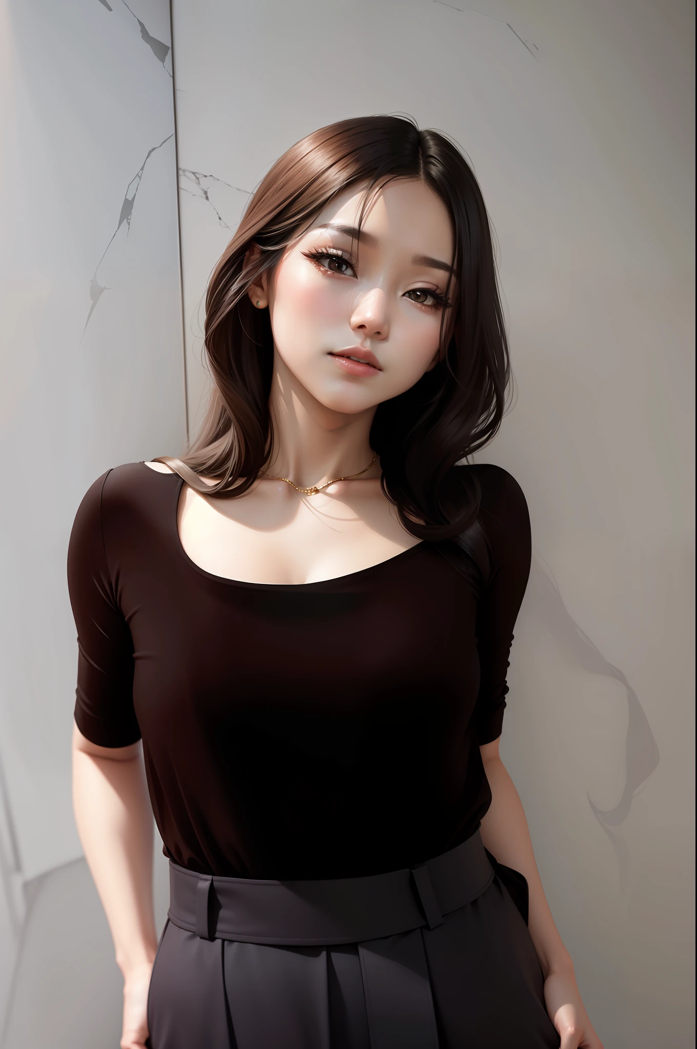 Shiny long hair, Korean style, background is beauty salon, realistic look as in the photo