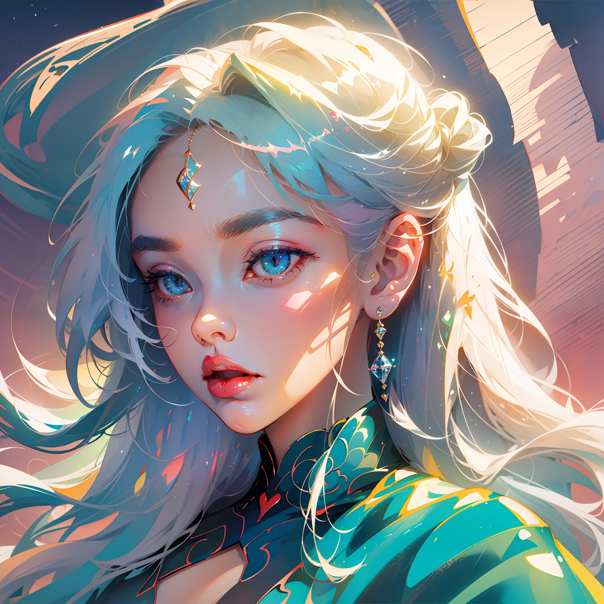 The perfect masterpiece,Highest quality,Perfect artwork,8K,
Upper Body Lens,front portrait,Delicate face,Face Close-up,Watching the audience,
Mermaid Girl,Magical transparent eyes,white hair,Red background,
Digital Art,plane illustrations,colorful illustration,minimalist style,anime cartoon style, --auto --s2