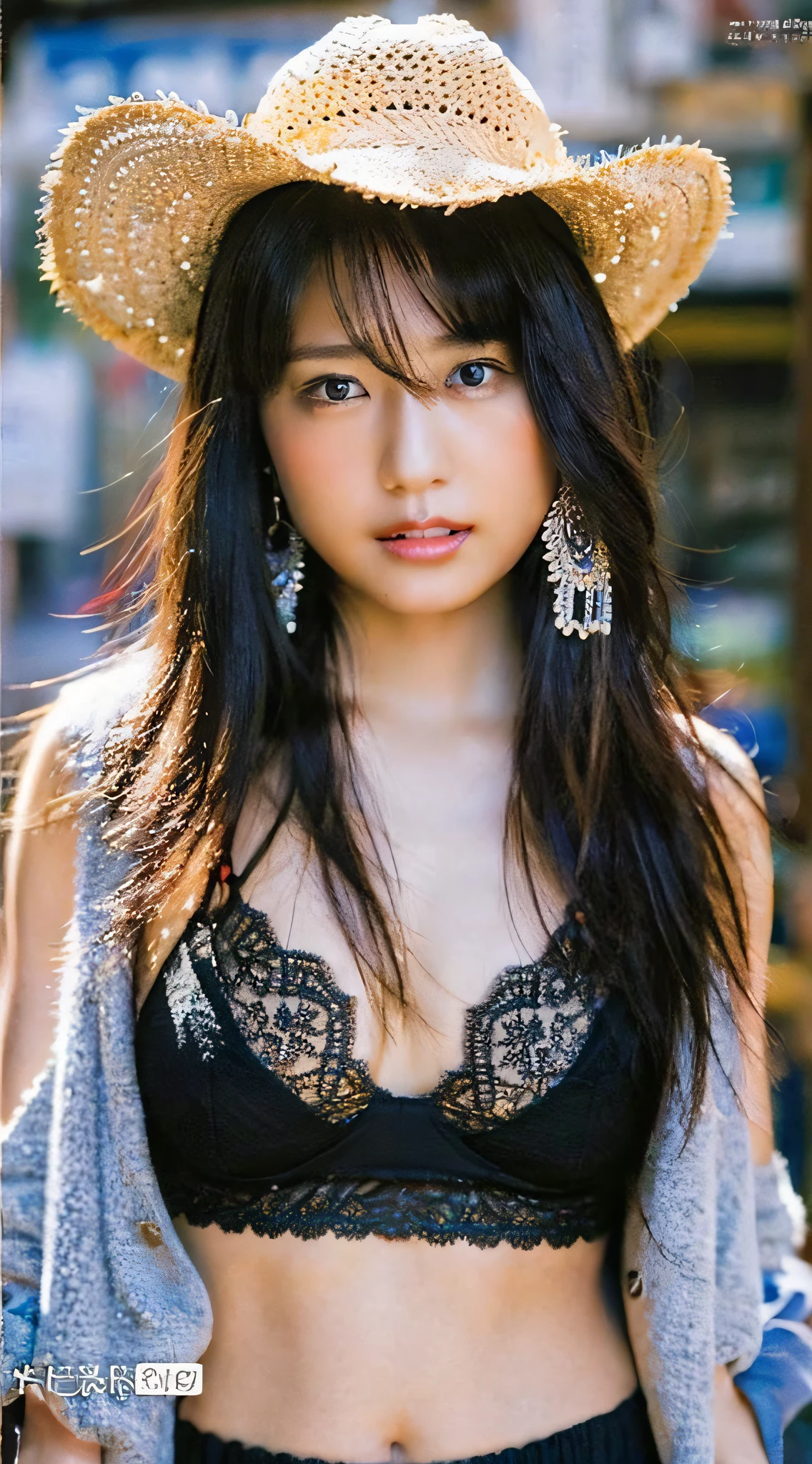 (8k, RAW Photo, Best Quality, Masterpiece:1.2), Ultra Detail, Super Resolution, (Realistic, Realistic Photo:1.37), Portrait, High Detail RAW Color Photo, Professional Photo, Extremely Detailed and Beautiful, Extremely detailed, 8k wallpaper, amazing and detailed, huge file size, official art, highly detailed CG unity 8k wallpaper, highly detailed beautiful girl, highly detailed face, highly detailed eyes, highly detailed skin, highly detailed fingers, highly detailed nose, very detailed detailed mouth , perfect anatomy, highly detailed background, highly detailed clothes, 1girl, (20:1.2), 20s, cute girl, realistic body, petite, fair skin, glowing skin , slim body, handsome body, black hair , short hair, (blunt bangs:1.2), smile, cute, youthful, cute face, realistic face, delicate eyes, drooping eyes, lingerie, see-through, earrings, looking at viewer, cowboy shot, facing front, standing posture, Contraposto, dynamic lighting, very large breasts, cowboy shot
