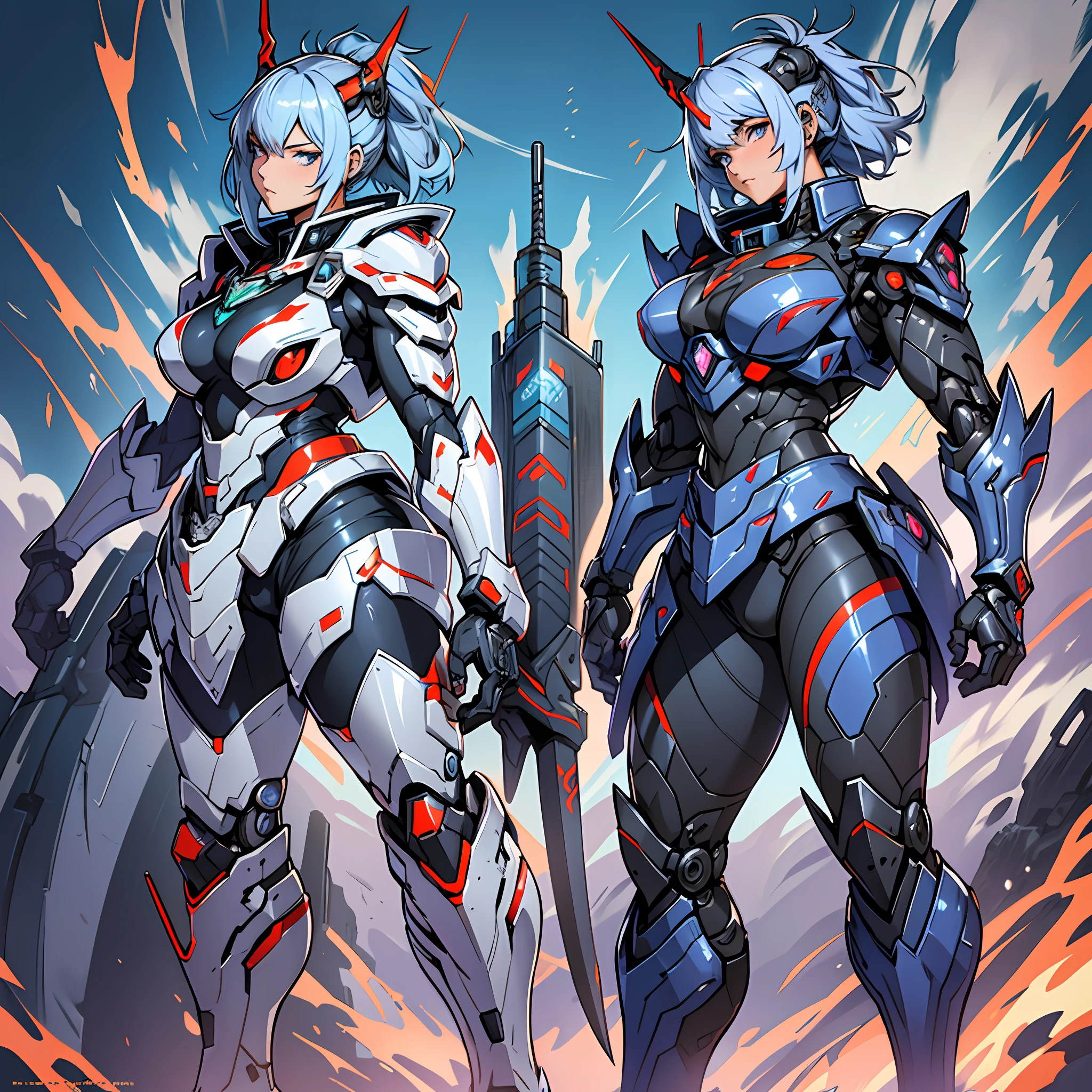 Close up portrait of a person in costume with a sword, cyber japan style armor, cyber japan armor, guyver style, girl in armor, monster hunter armor, full body mecha suit, perfect anime cyborg woman, cyborg noble woman, mecha cyber armor girl, detailed full body concept, female armor, anime character. Full Body Art --auto --s2