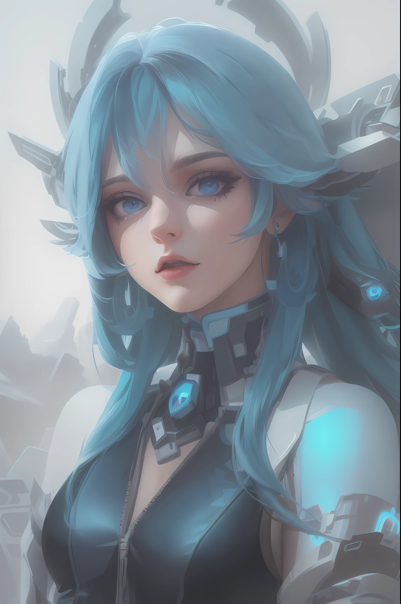 a close up of a woman with blue hair and a helmet, digital cyberpunk anime art, anime style 4 k, detailed digital anime art, advanced digital anime art, digital cyberpunk - anime art, digital anime art, anime styled digital art, digital advanced anime art, anime cyberpunk art, 8k high quality detailed art, anime styled 3d, rossdraws digital painting