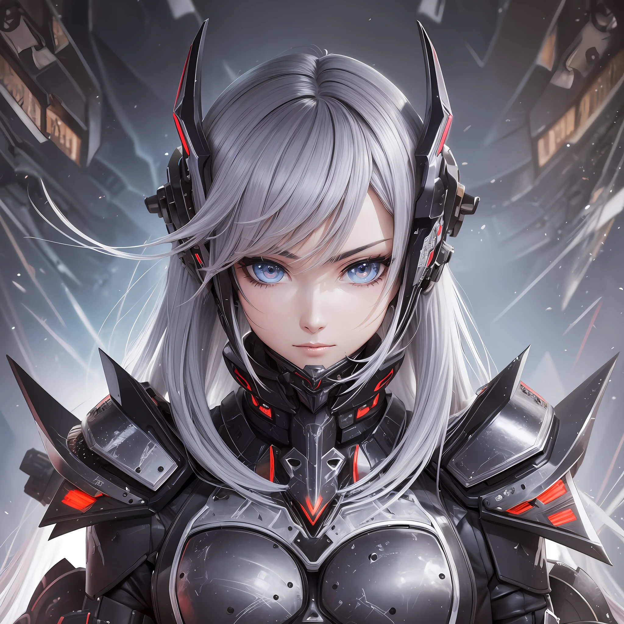 Black paint, close-up portrait of a person in costume with a sword, cyber japan style armor, cyber japan armor, guyver style, girl in armor, monster hunter armor, full body mecha suit, perfect anime cyborg woman, cyborg noble woman, mecha cyber armor girl, detailed full body concept, female armor, anime character. Full Body Art --auto --s2