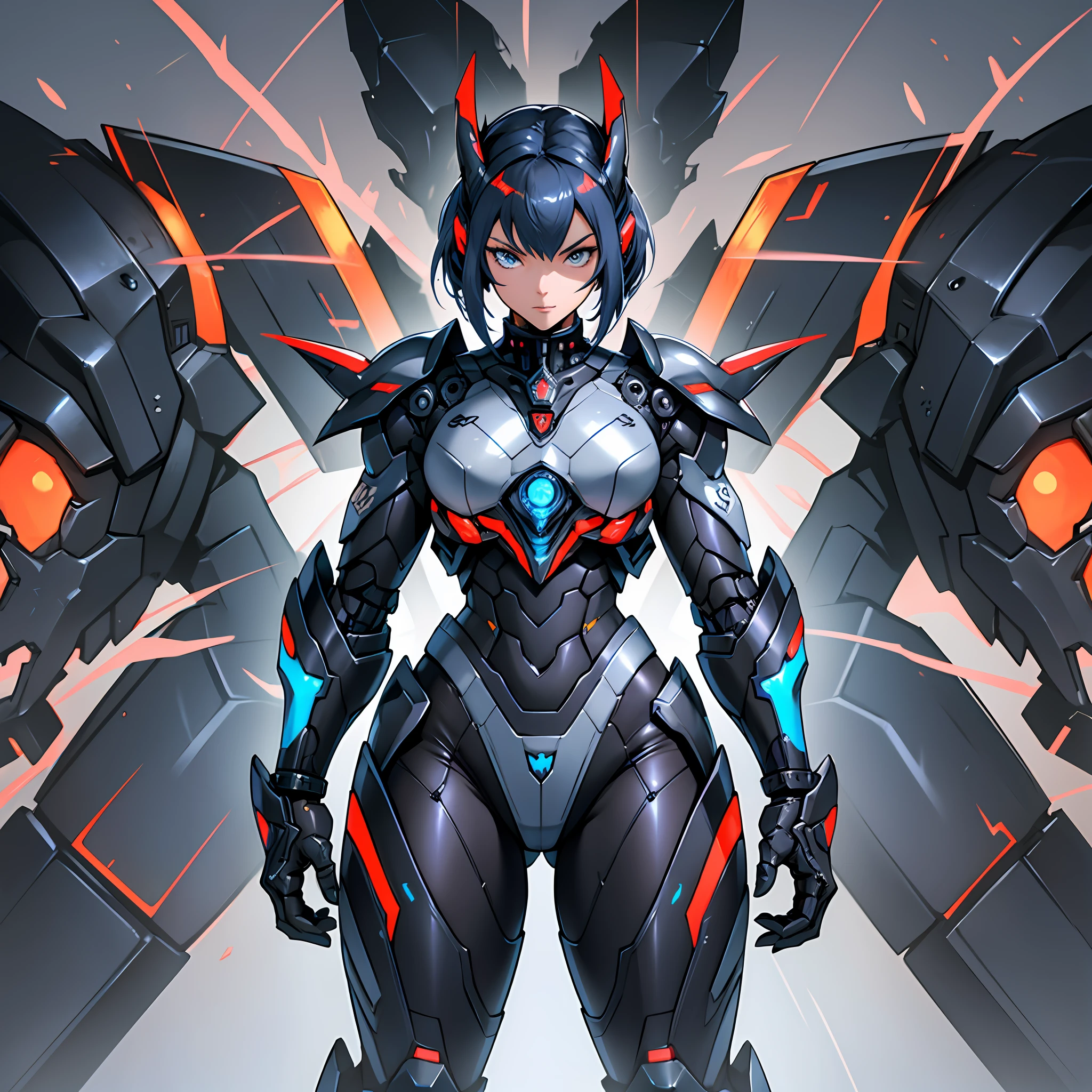 Black paint, close-up portrait of a person in costume with a sword, cyber japan style armor, cyber japan armor, guyver style, girl in armor, monster hunter armor, full body mecha suit, perfect anime cyborg woman, cyborg noble woman, mecha cyber armor girl, detailed full body concept, female armor, anime character. Full Body Art --auto --s2