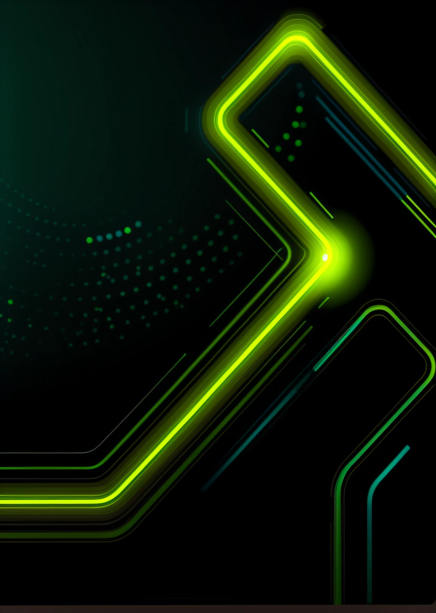 Bicycle silhouette, green and black background, complex neon lines, colorful neon lights outline the sense of technology, abstract shapes, a variety of luminous ways, meticulous matrix matching, presenting the atmosphere of network technology. --auto --s2