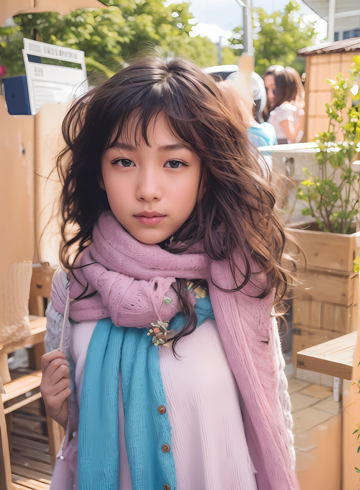 Girl in front of background, natural hair