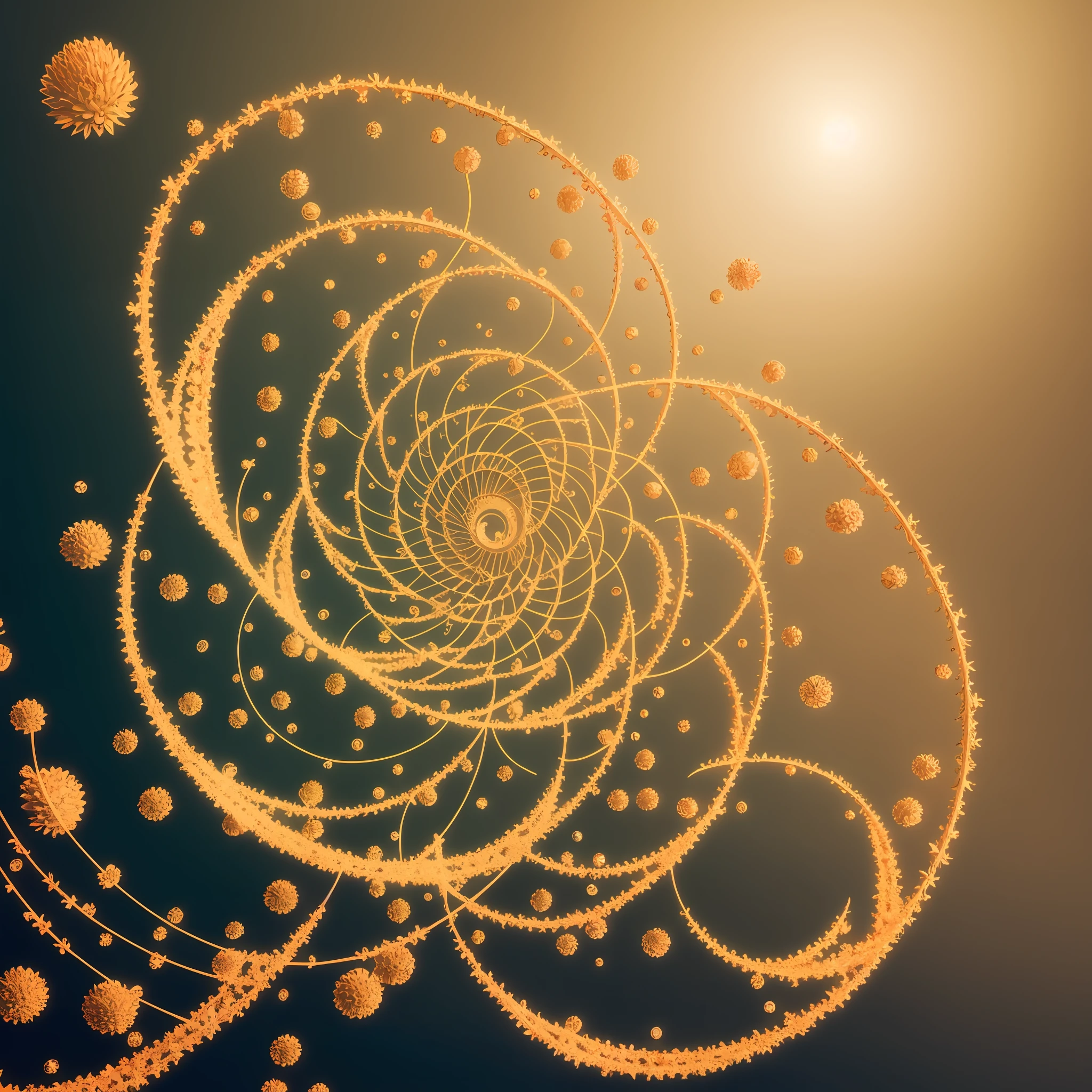 (masterpiece), best quality, high-resolution, an illustration with Fibonacci simples, delicate details, dynamic angle, unique color scheme, floating, surreal atmosphere, dreamlike, subtle lighting, glowing highlights.