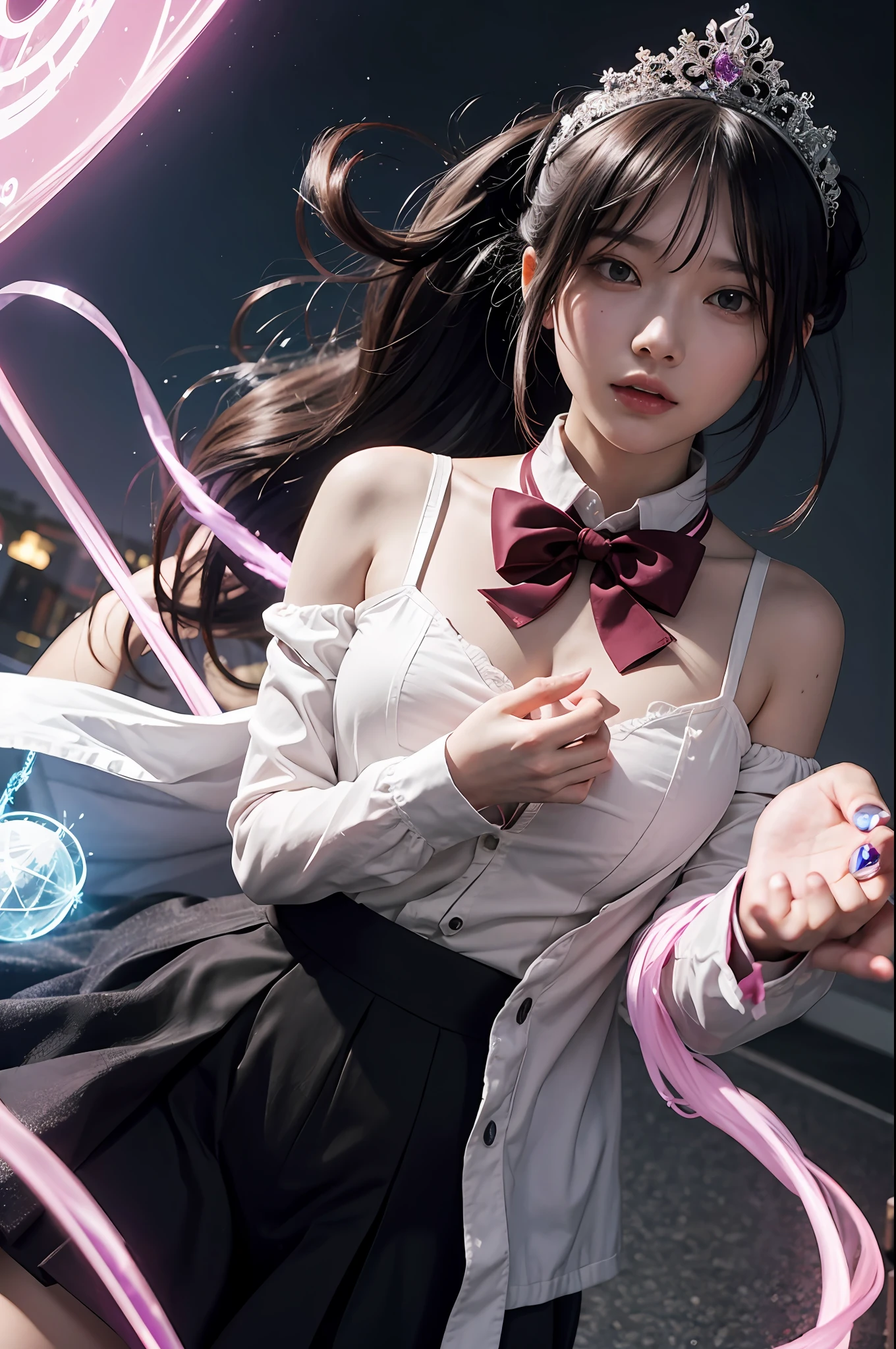 Alone, Puella Magi Madoka, is under a terrible attack with magic