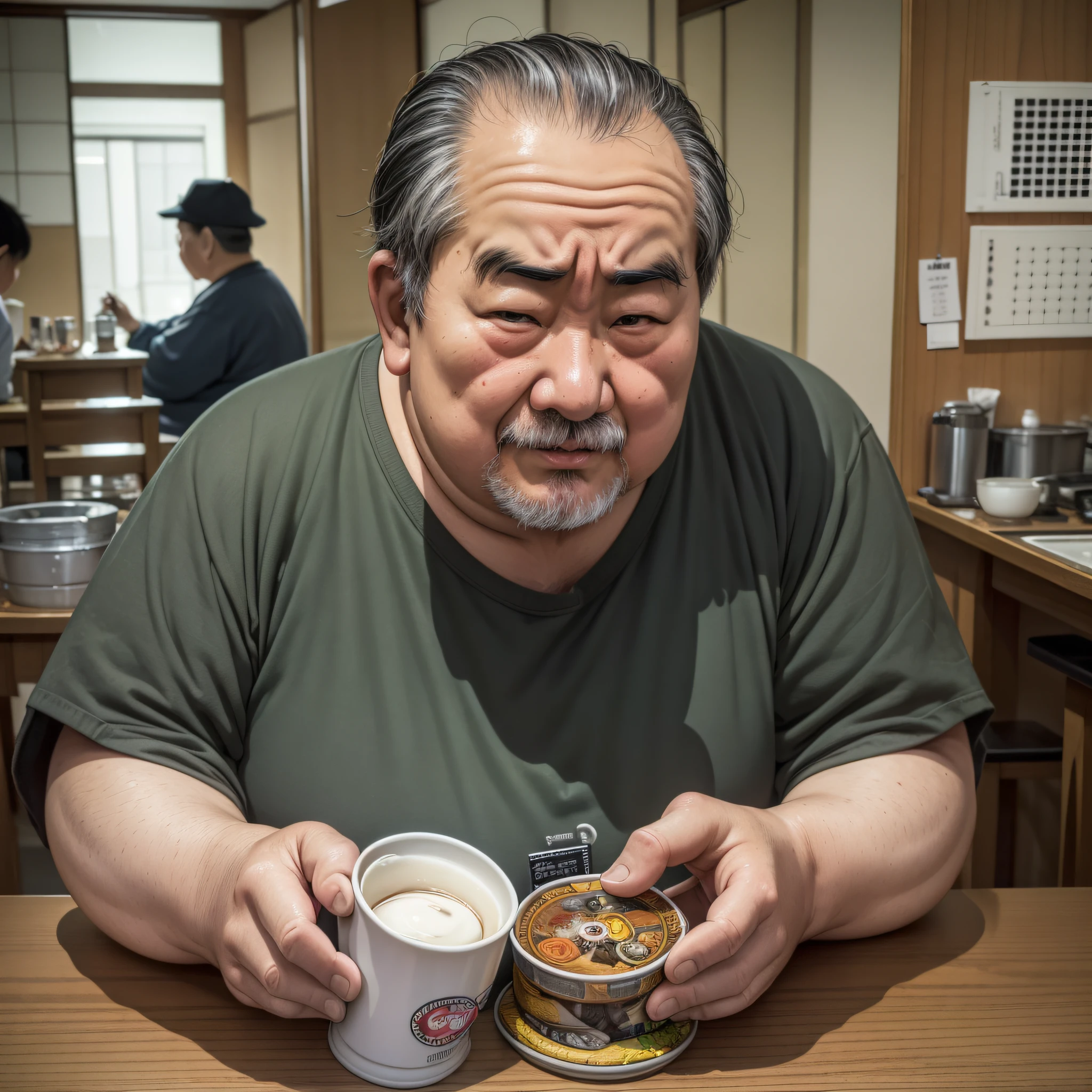 Japan Old Man, Drunkard, Expressionism, Realism, Contemporary Art, (((Super Obese)), 35mm, Canon, UHD, Masterpiece, C Accurate, Super Detail, Award-Award-Winning High Detail, High Detail, High Resolution, 8K --auto --s2