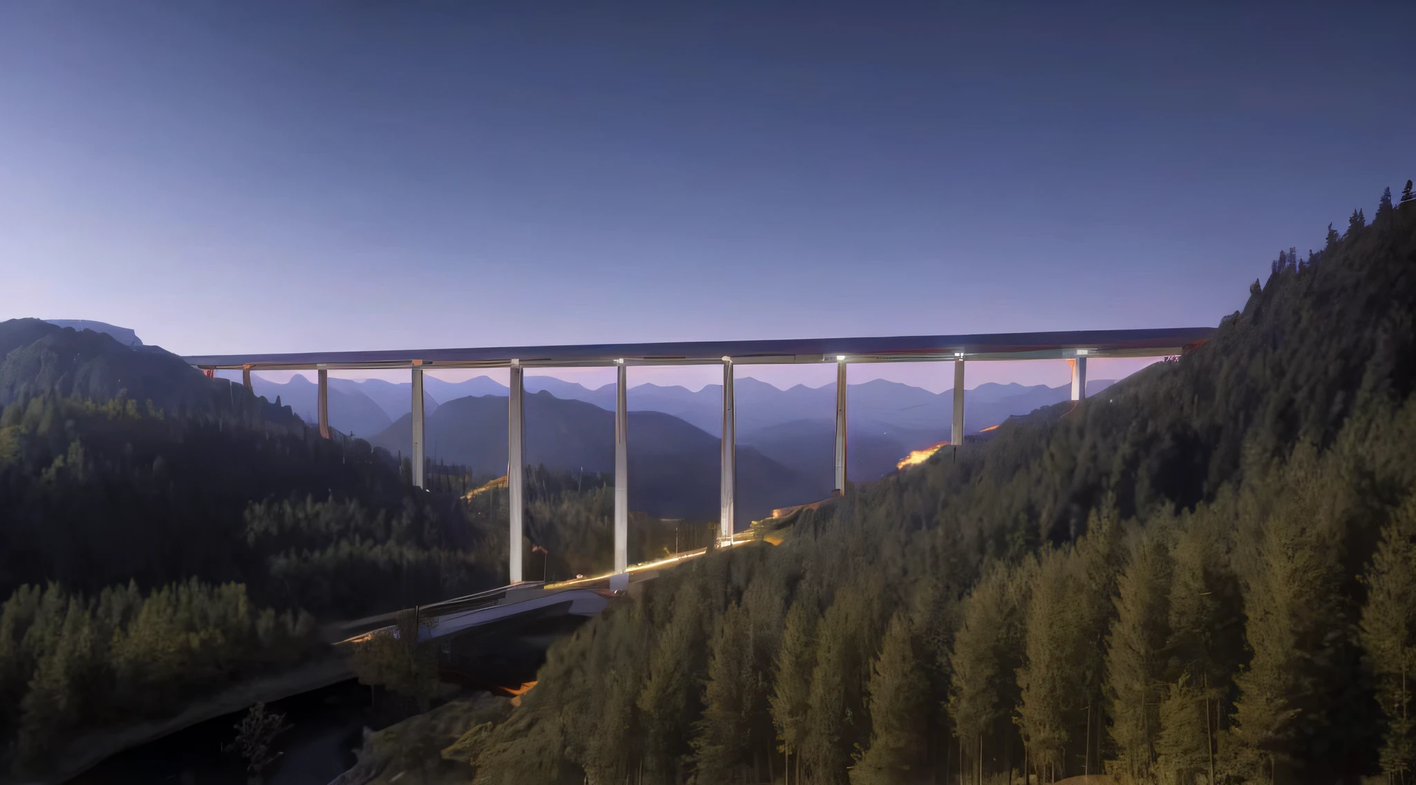 arafed bridge over a river with a train going over it, bridge, huge suspended wooden bridge, sky bridge, skybridges, artist's impression, high bridges, big!!!!!!!!!!!!, soaring towers and bridges, sky bridges, elegant bridges between towers, tall bridge with city on top, suspended bridge!, by Werner Gutzeit, inspired by Otto Meyer-Amden