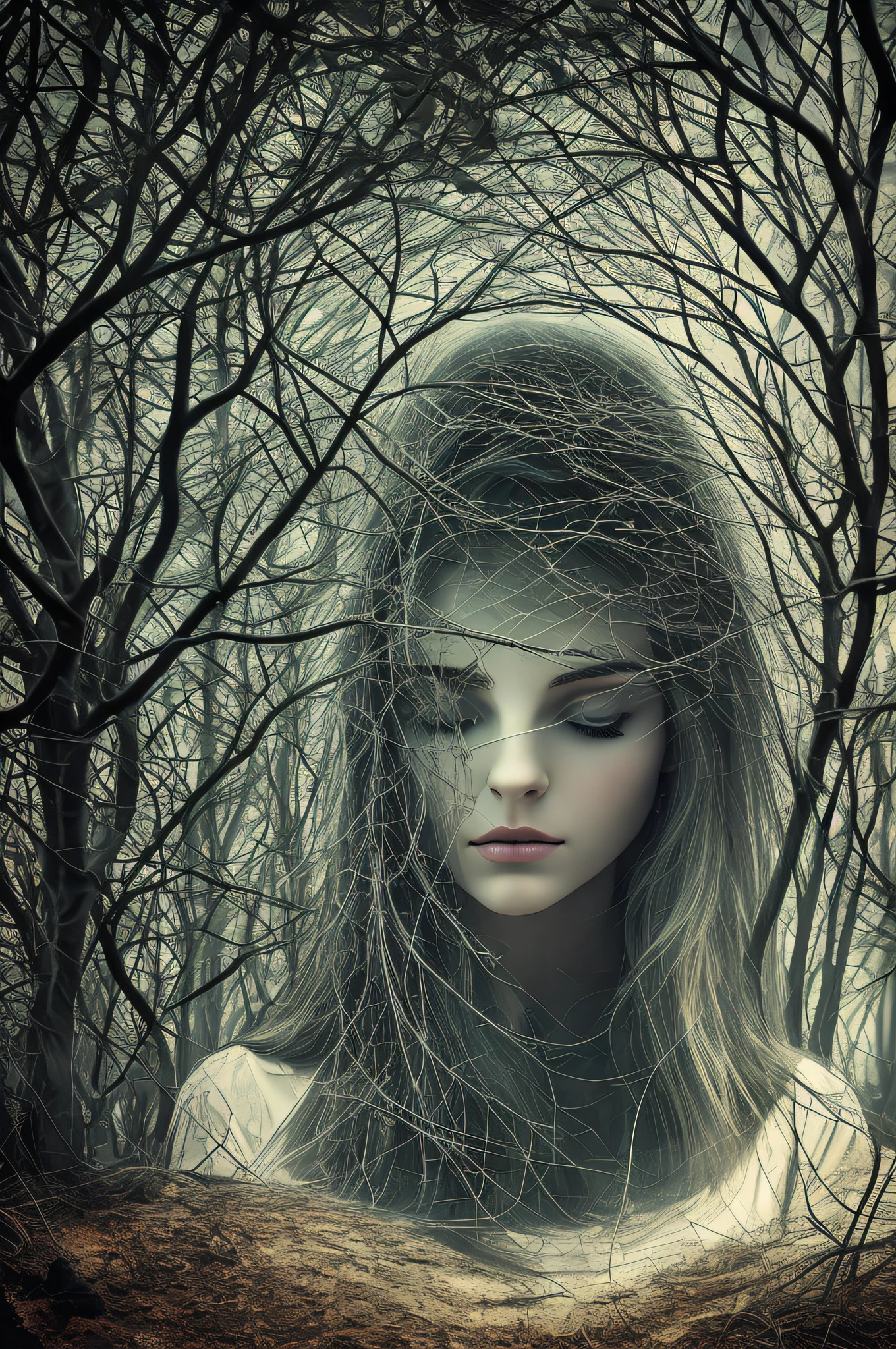 double exposure, ethereal, dreamlike, surreal, mystical, haunting, romantic, whimsical, enchanting, captivating, atmospheric, magical, enigmatic, elusive, otherworldly, mysterious, surrealistic, eerie, moody, twilight, moonlit, starry, misty, foggy, shadowy, ethereal, nocturnal, celestial, luminescent, mystical, supernatural, evocative, introspective, introspective, surreal, ethereal, dual, overlapping, transparent, layered, fusion, harmonious, blended, juxtaposed, interwoven, merged, intermingled, juxtaposition, unity, duality, balance, contrast, harmony, fusion, blending, combination, interplay, union, merging, union, composition, environment, scene, setting, backdrop, location, context, surrounding, milieu, ambience, mood, atmosphere, feeling, emotion, ambiance, tone, vibe, spirit, aura, essence, character, materials, textures, colors, hues, shades, patterns, details, elements, surfaces, objects, forms, camera settings, exposure, aperture, shutter speed, ISO, focal length, white balance, depth of field, composition, framing, perspective, angle, lighting, contrast, saturation, post-processing, filter, lens, equipment, technique, subject--q 2