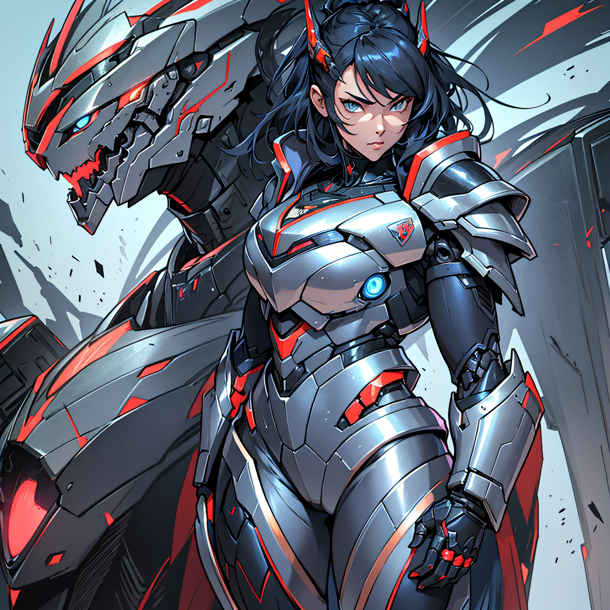 Black paint, close-up portrait of a person in costume with a sword, cyber japan style armor, cyber japan armor, guyver style, girl in armor, monster hunter armor, full body mecha suit, perfect anime cyborg woman, cyborg noble woman, mecha cyber armor girl, detailed full body concept, female armor, anime character. Full Body Art --auto --s2