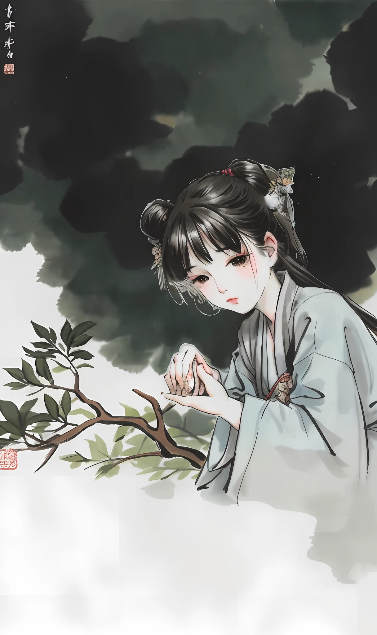Beautiful woman like a fairy, ancient Chinese fairy, ancient rhyme, fairy, everyone show, in front of Emperor Guan's incense case, Chinese painting