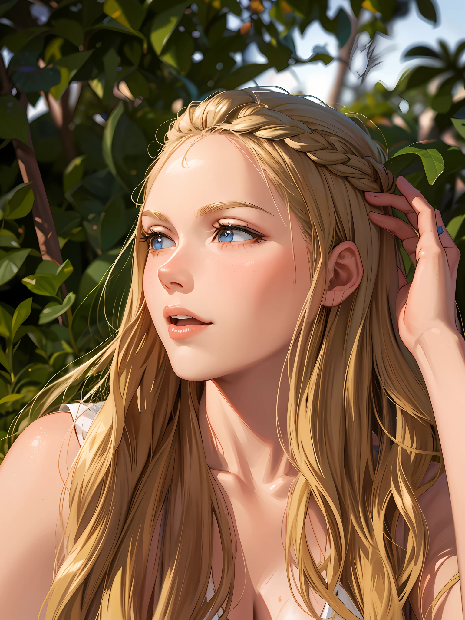 HD, (Best Detail) (Best Quality), Detailed Facial Features, Long Blonde Woman, Two-dimensional