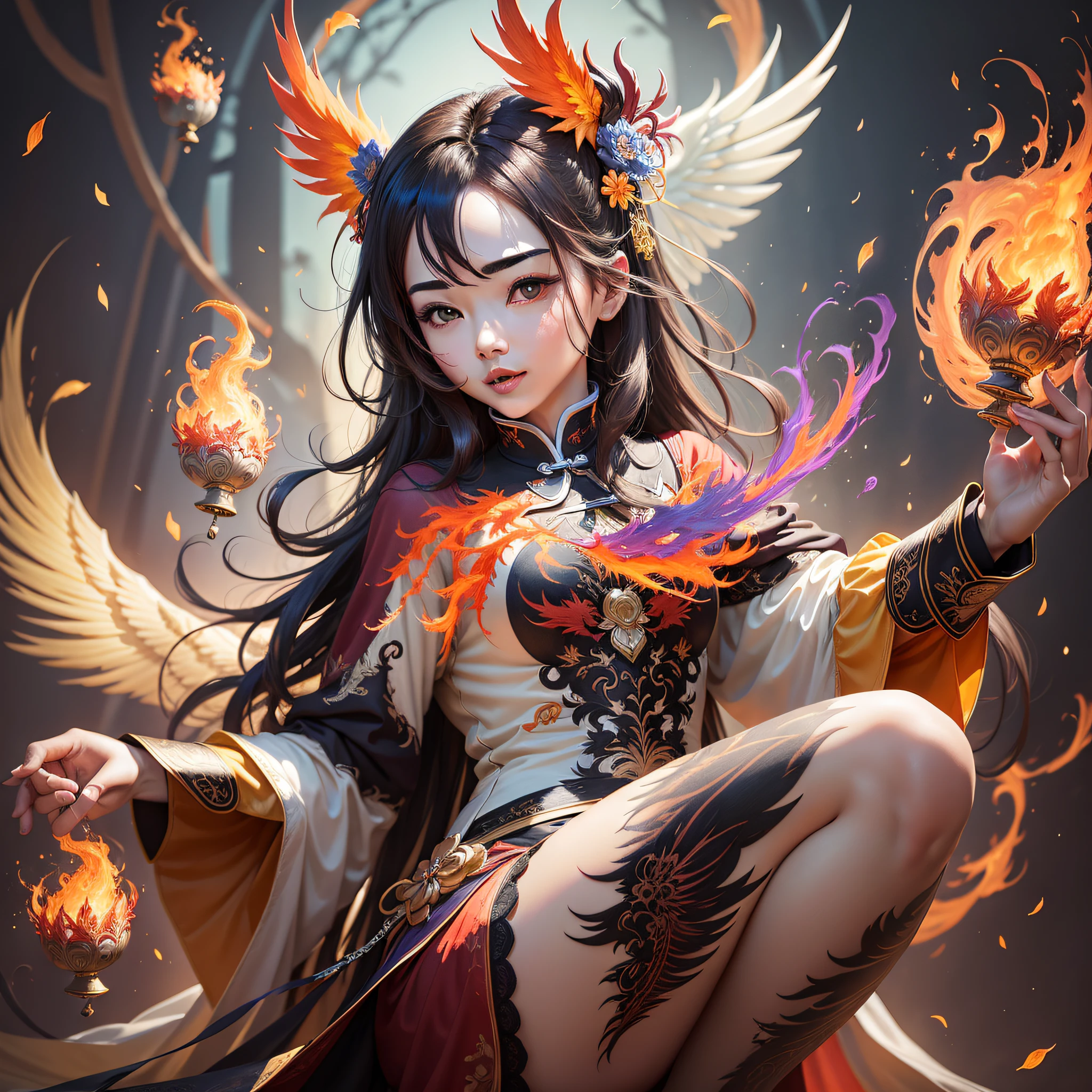 Masterpiece, best quality, make friends with Phoenix China Phoenix, fun, happy, bright, phoenix