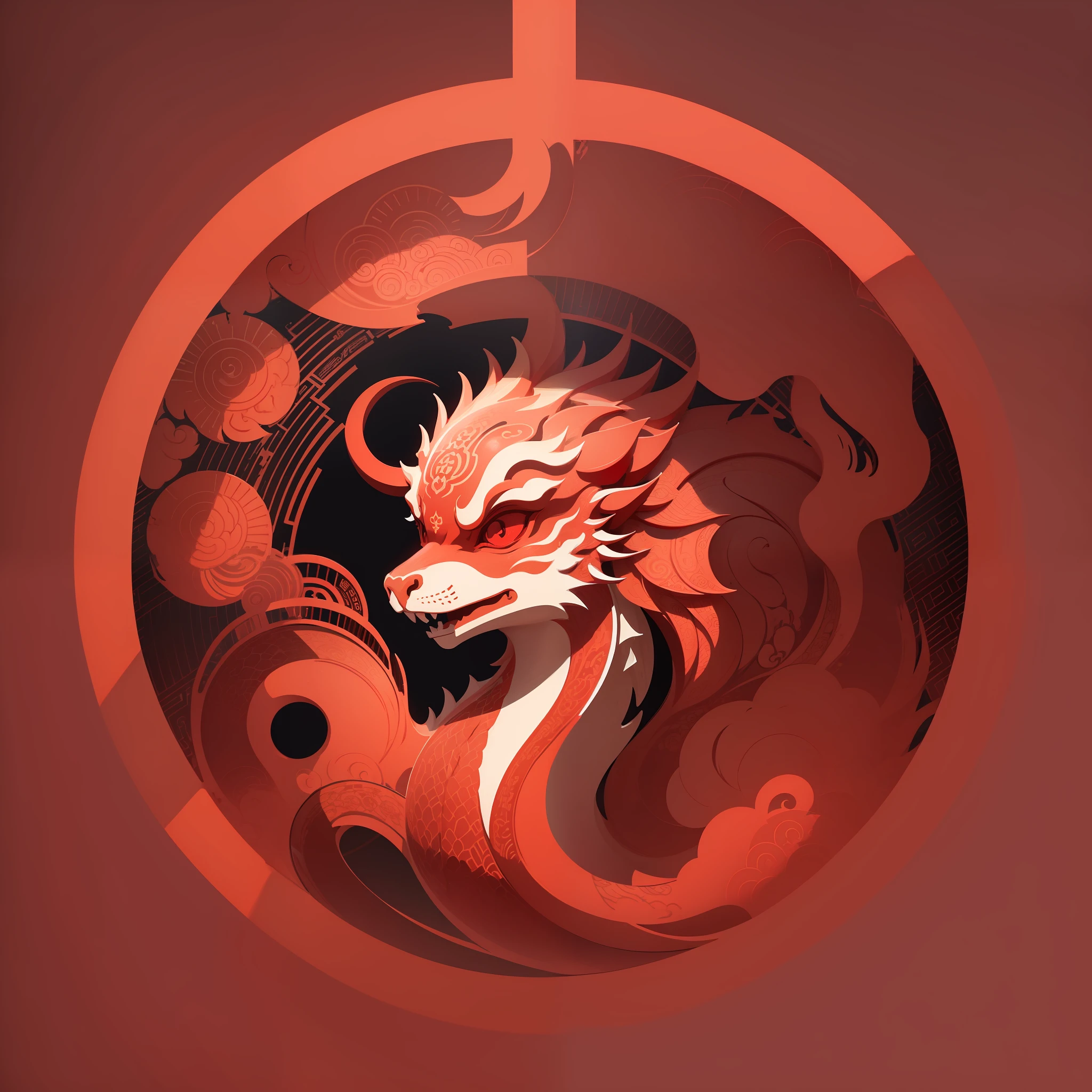 (((illustration))), flat style, faucet head, auspicious, (red: 1.2), high definition. Illustration of the Year of the Chinese Dragon, flat style, dragon head, auspicious Ruyi, red festive, high definition