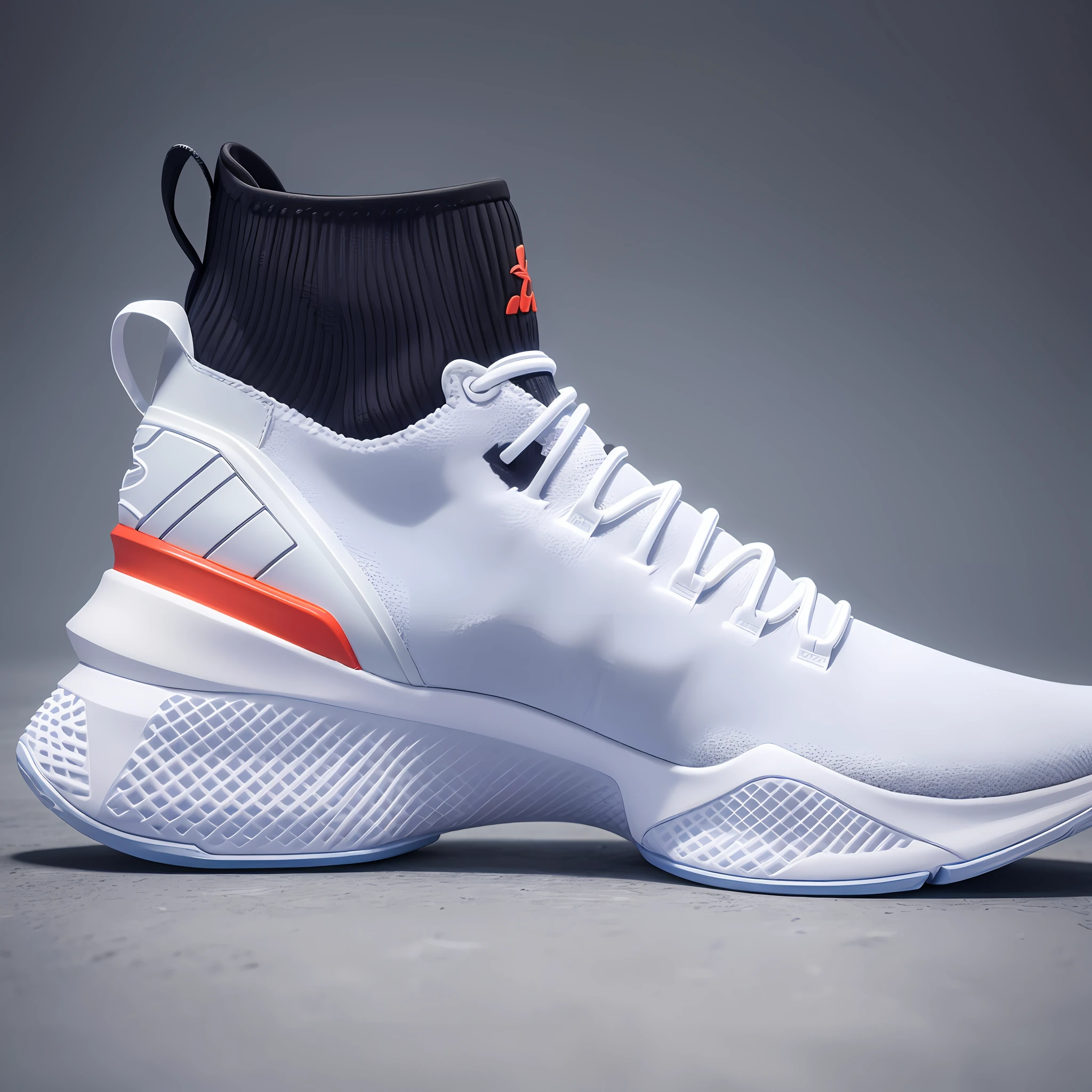 (best quality), J (basketball sneaker:1.2 +
concept:1.1 + under Armour:1.1),
balenciaga D (brutal design variant outsole
aerodynamic). C variant knit :1.3 + white),
(store website:0.8), (image:0.8) 1:1 4k
realistic design 3d render  -S2 --auto --s2