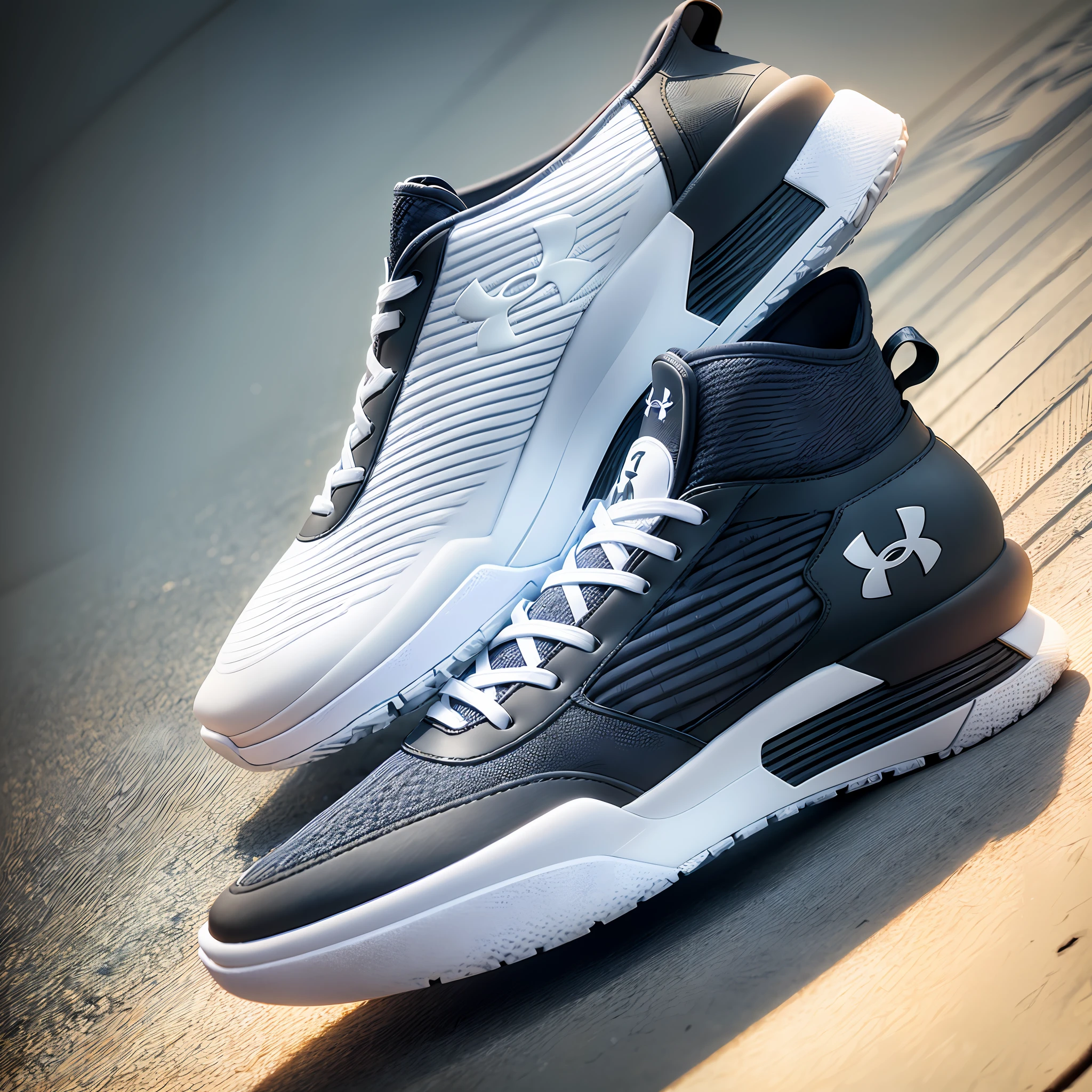 (best quality), J (basketball sneaker:1.2 +
concept:1.1 + under Armour:1.1),
balenciaga D (brutal design variant outsole
aerodynamic). C variant knit :1.3 + white),
(store website:0.8), (image:0.8) 1:1 4k
realistic design 3d render -S2 --auto --s2