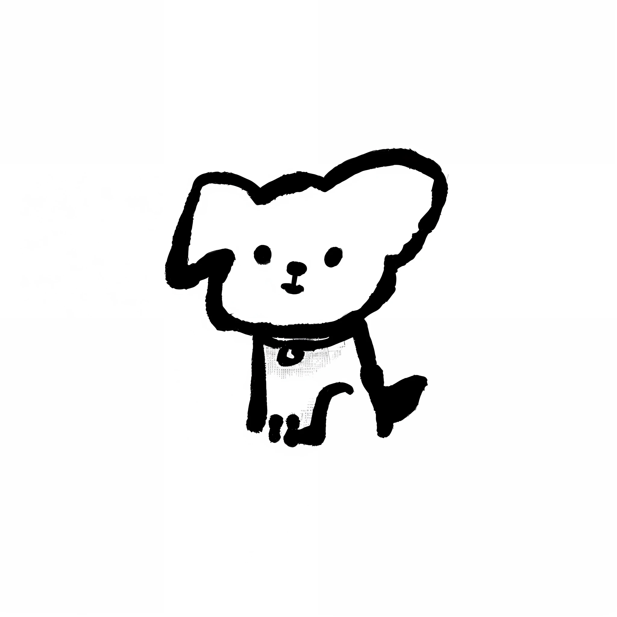 drawing of a dog with a collar and a collar around its neck, kawaii cute dog, doodle, anthropomorphic dog, by Maki Haku, japanese dog, cute dog, sketchy, ( dog ) looks like elephant, puppy, subject: dog, small dog, r/aww, by Kanbun Master, by Oka Yasutomo, by Miyamoto