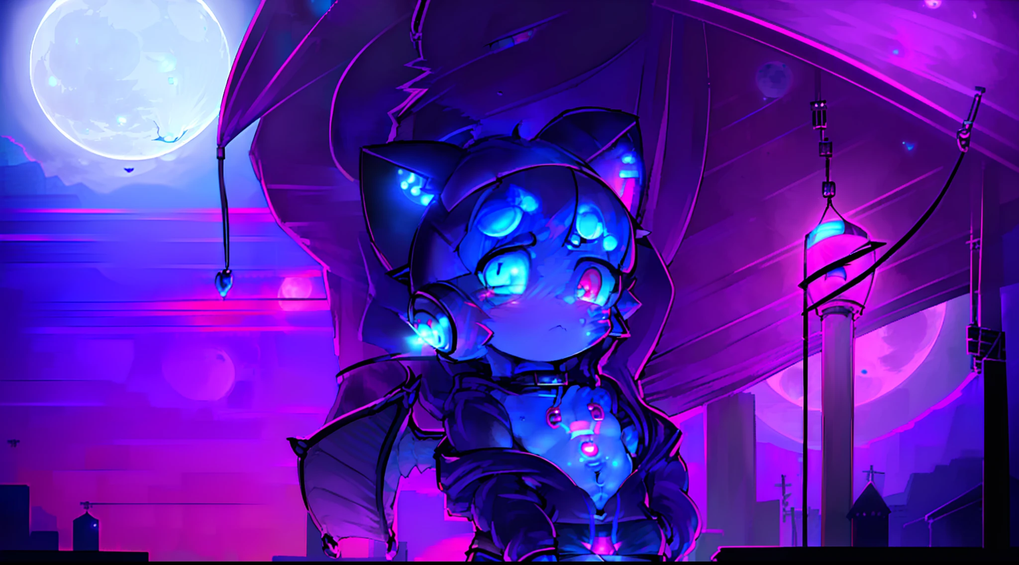 Black Fox, (White Body:1.3), (((masterpiece))), collar, (( Dragon Wings:1.45)), (headphones:1.4), short hair, black hair, blush, (headphones:1.55), ((Thigh High Socks, Femboy Clothing, Femboy Thigh Highs:1.2)), ((a blue eye left, a pink eyes right:1.55)), (((Femboy))), full body, ((womb tattoo, glowing tattoo:1.52)), ((guy look like women:1.52)), (fox tail:1.52), Full HD, 8K, ((short pant, Hoodie crop:1.52)), ((underwear:1.45)), ((full moon, blue moon:1.45)) public indecency, (small breasts:1.35), (Trap:1.55), (shy:1.55), (cat keyhole:1.57),