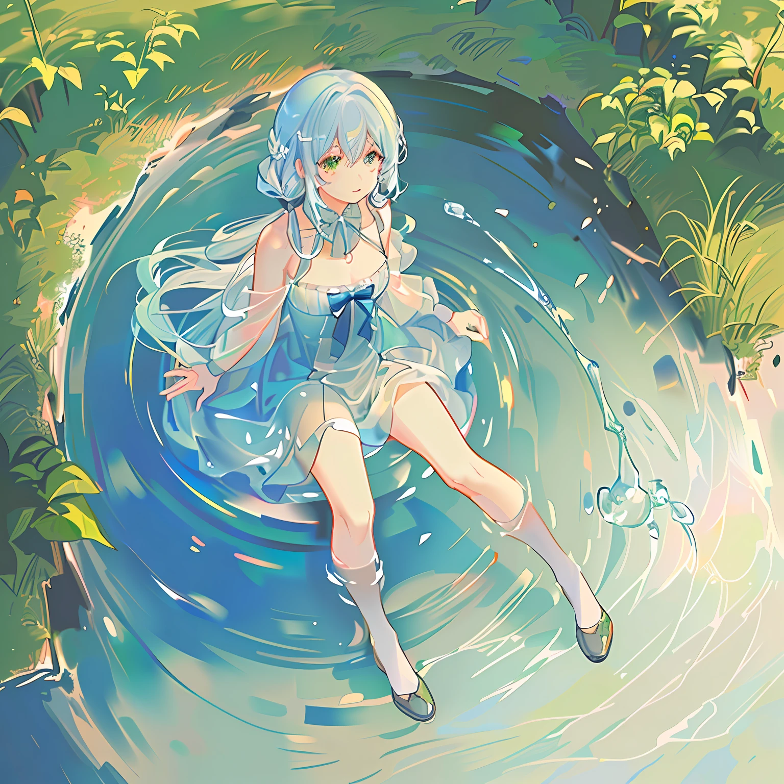 Girl, water, slime, anime stille, pee