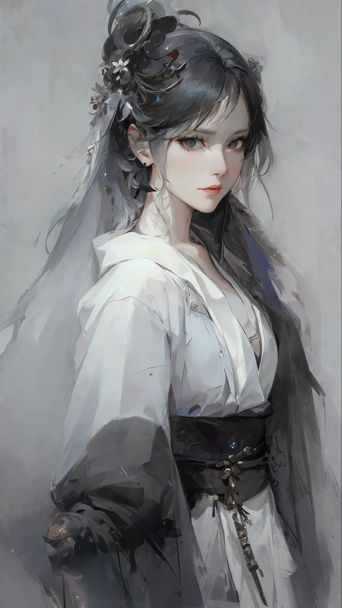 a close up of a woman with white hair and a white mask, beautiful character painting, guweiz, artwork in the style of guweiz, white haired deity, by Yang J, epic exquisite character art, stunning character art, by Fan Qi, by Wuzhun Shifan, guweiz on pixiv artstation