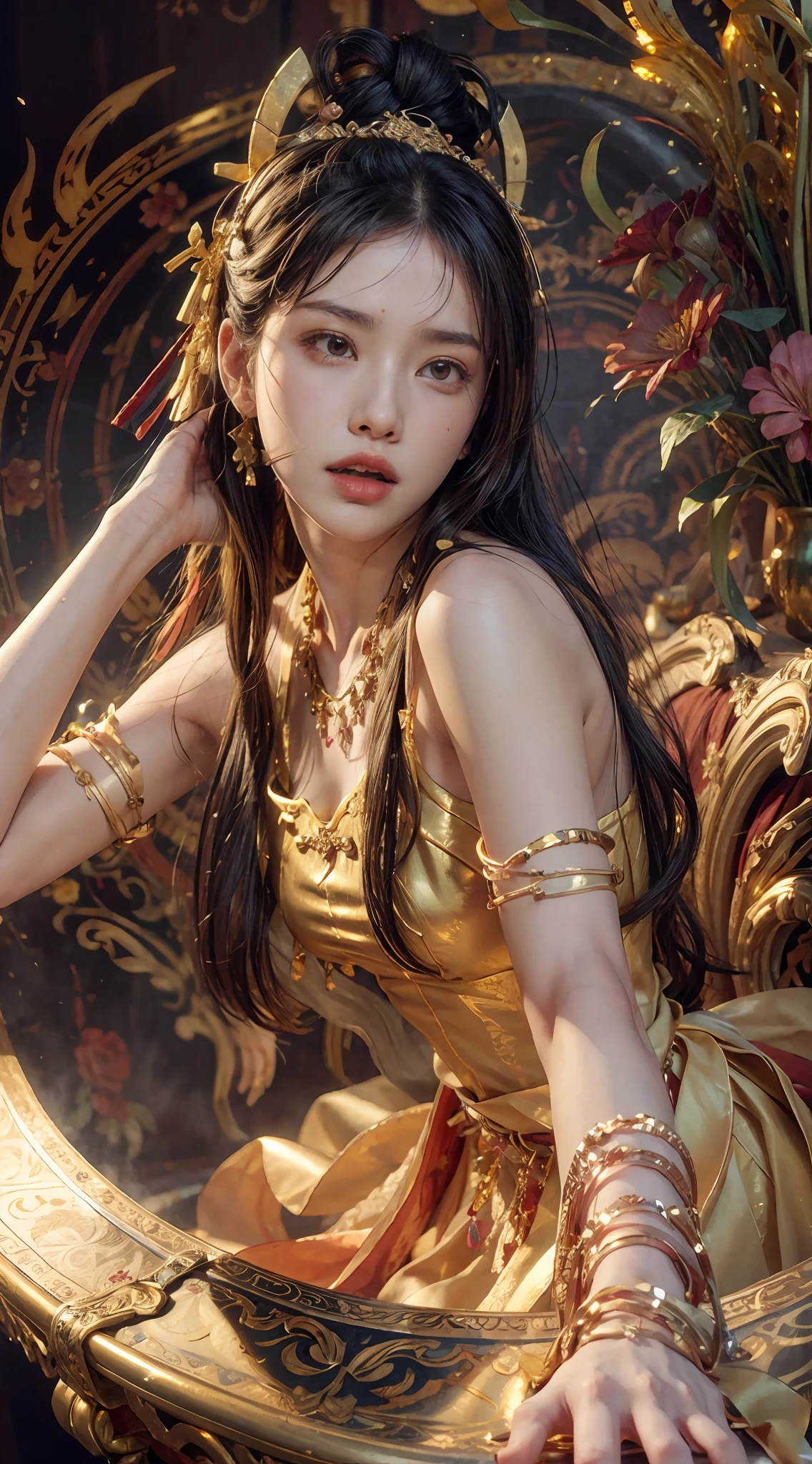 Gold leaf, flowers