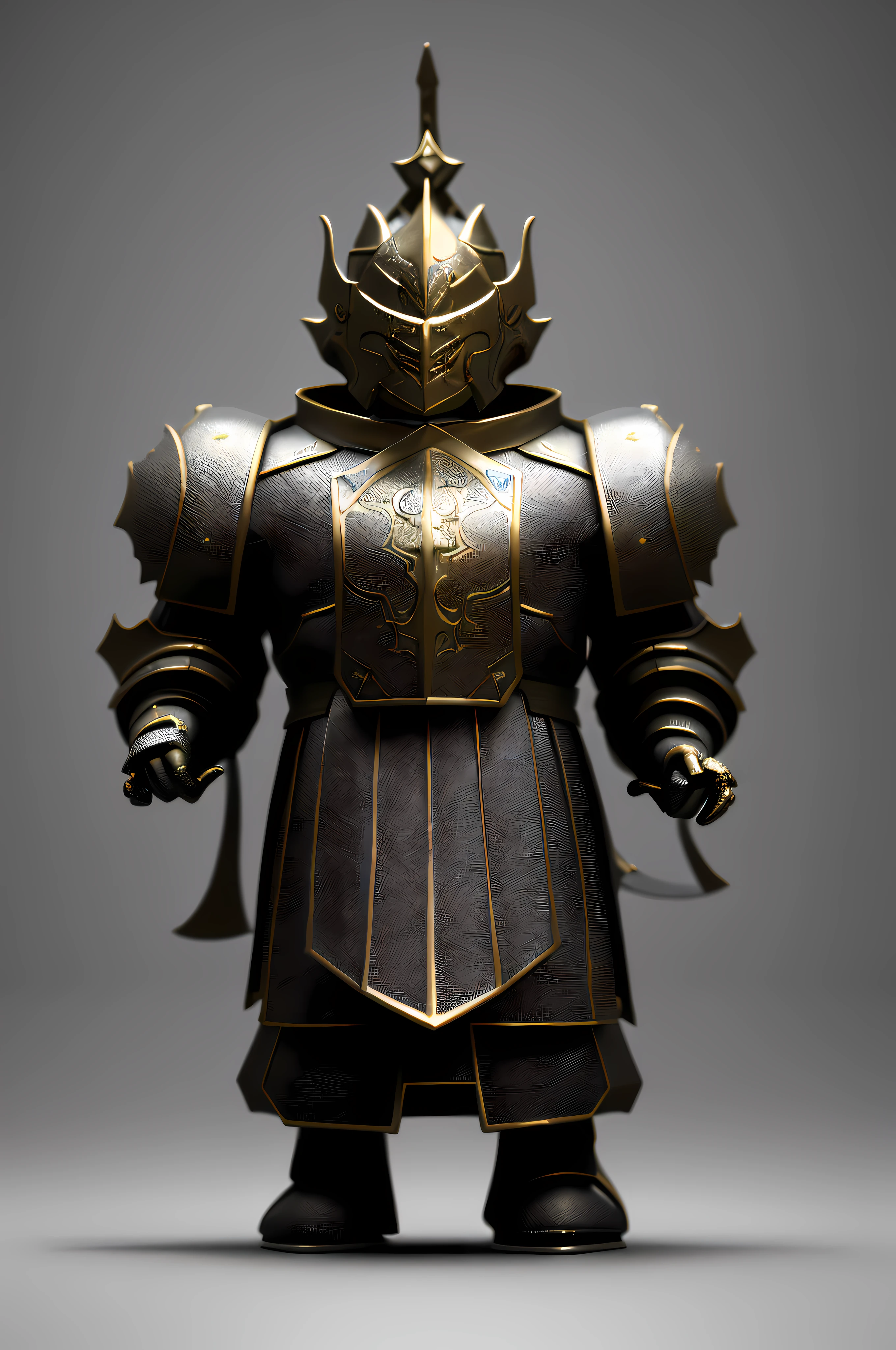 a close up of a toy figure of a knight with a sword, ( highly detailed figure ), stylized stl fantasy miniature, heavy shading, render of heavy fantasy armor, highly detailed figure, kitbashing component, monochrome 3 d model, character sculpt, high poly, hyperdetailed fantasy character, super scale rendered, detailed humanoid, high - poly, strong ambient occlusion