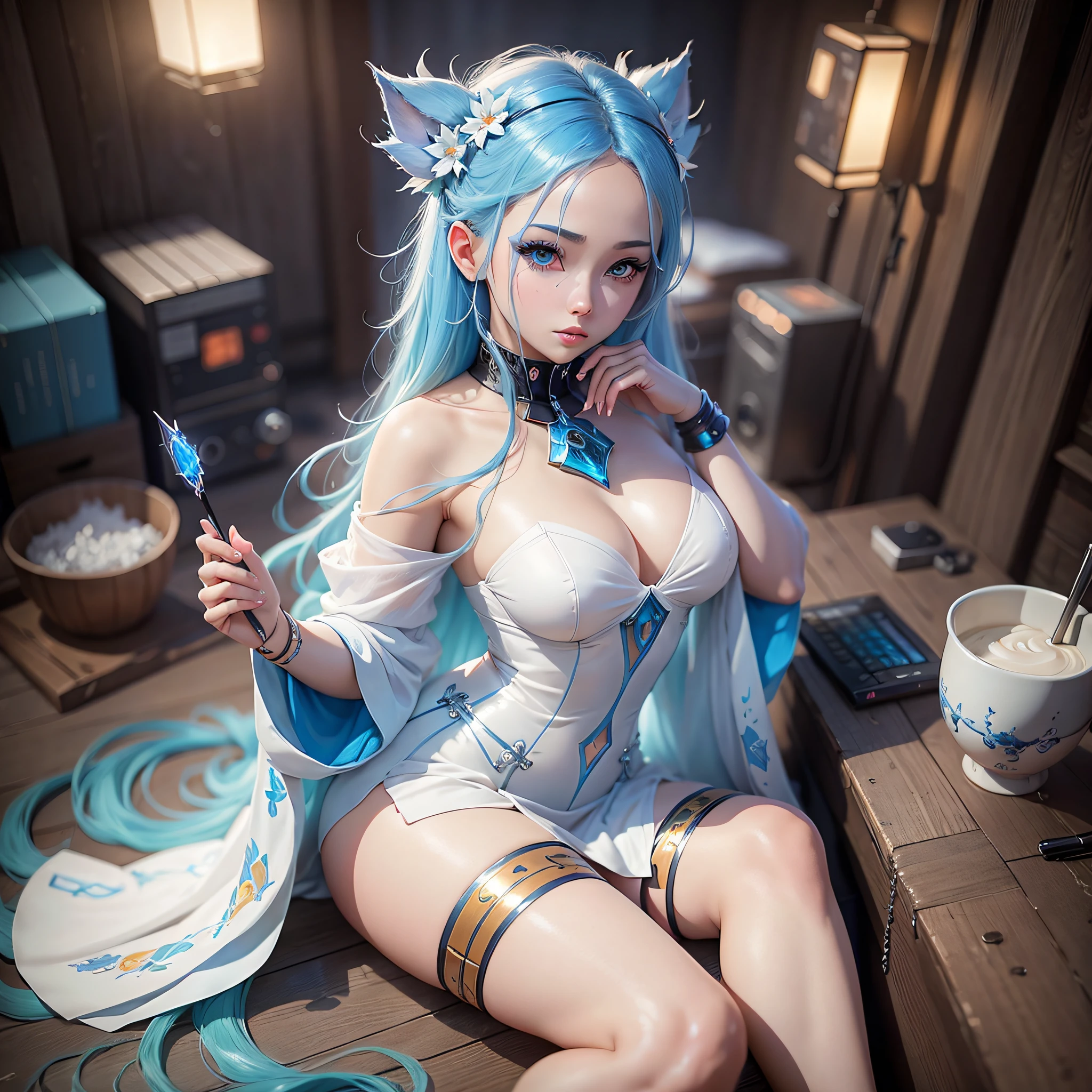 anime girl with blue hair and blue eyes in a white dress, beautiful avatar pictures, beautiful fantasy anime, anime style. 8k, anime style 4 k, artwork in the style of guweiz, ross tran 8 k, anime girl with cosmic hair, anime styled 3d, realistic anime artstyle, anime styled digital art, fantasy art style, inspired by Ross Tran --auto --s2