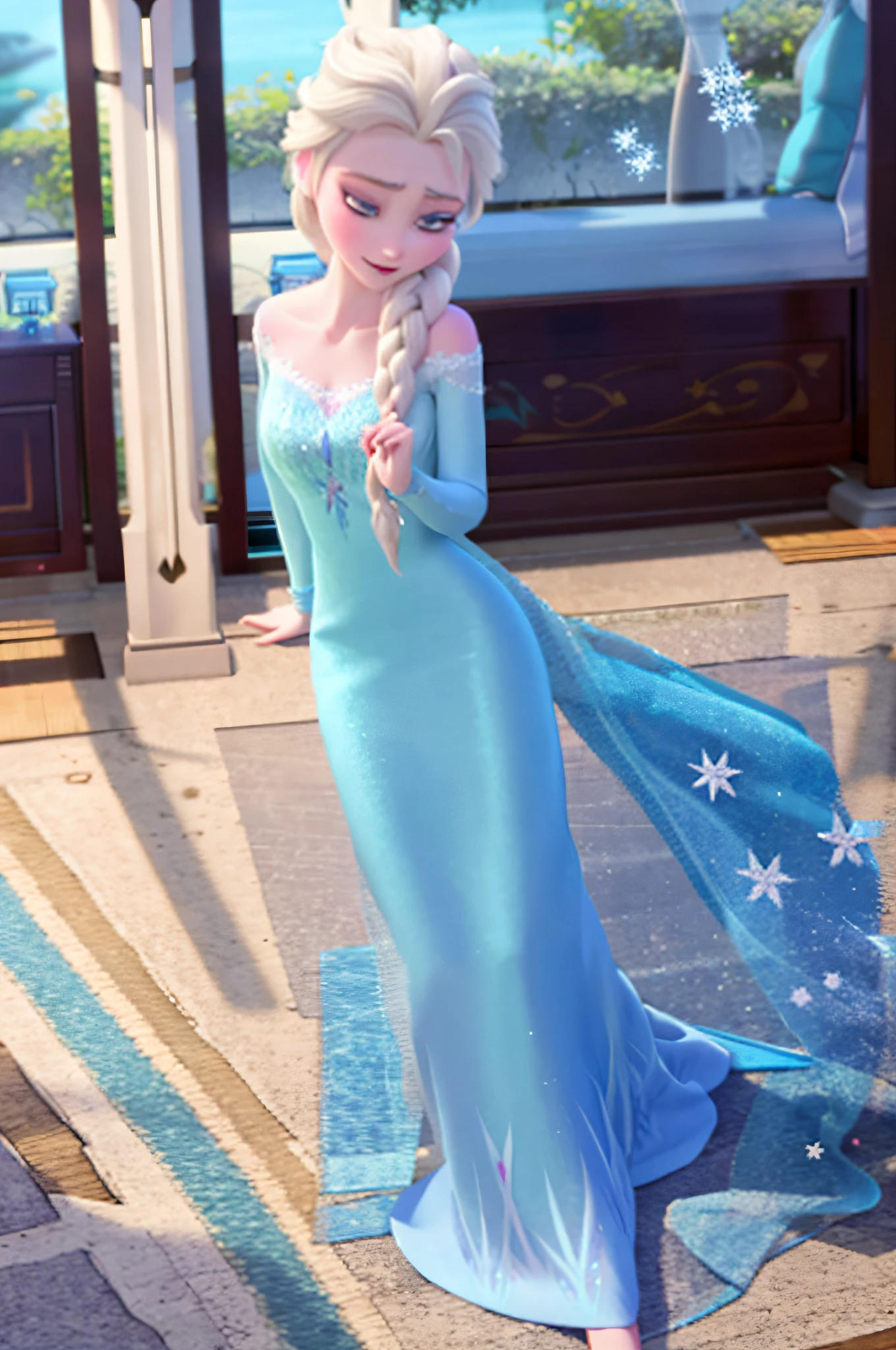 elsa of arendelle, nightgown, single braid