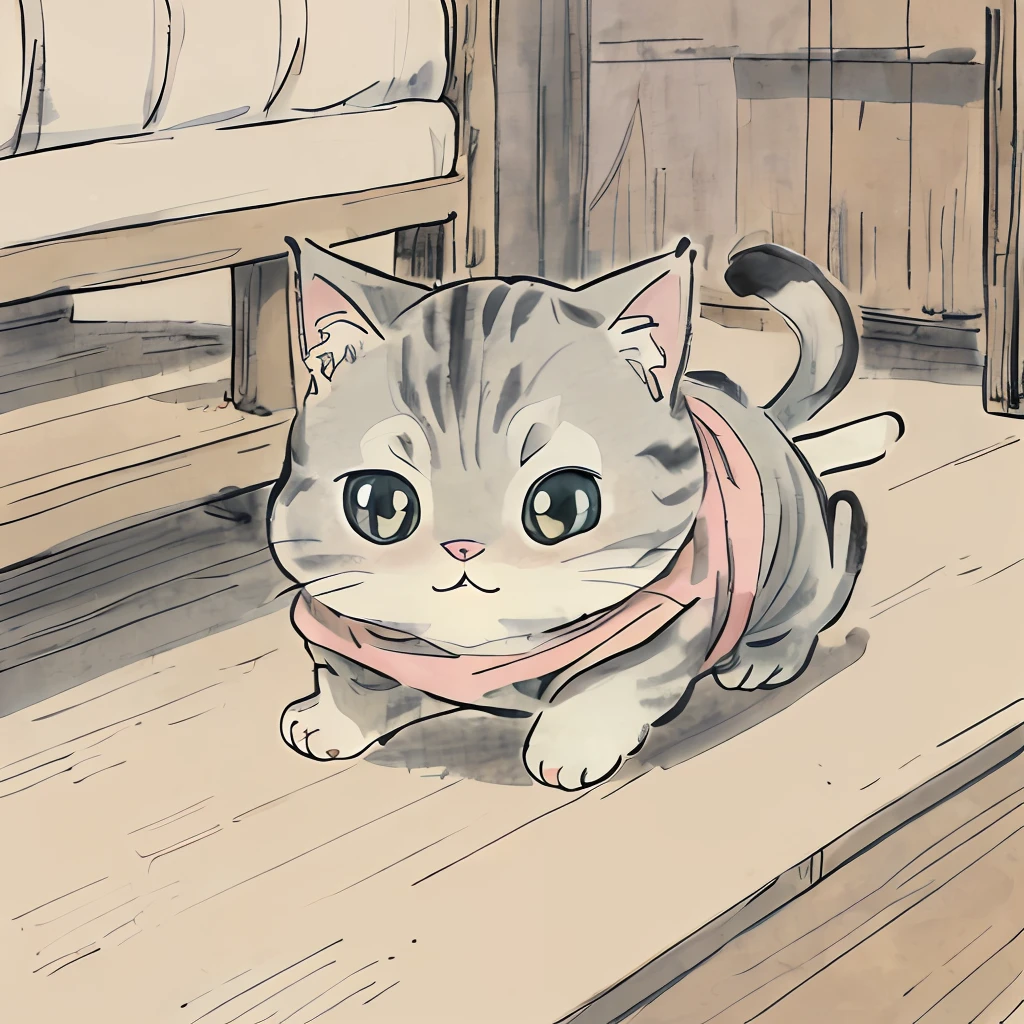 a close up of a cat with a shirt on, fat chibi grey cat, kawaii cat, a cute cat, cute cat, cute cartoon character, cute cartoon, anime visual of a cute cat, anime cat, kawaii cute dog, cute character, cartoonish cute, the cat is walking, cute single animal, cute digital art, cute cat photo, cute illustration