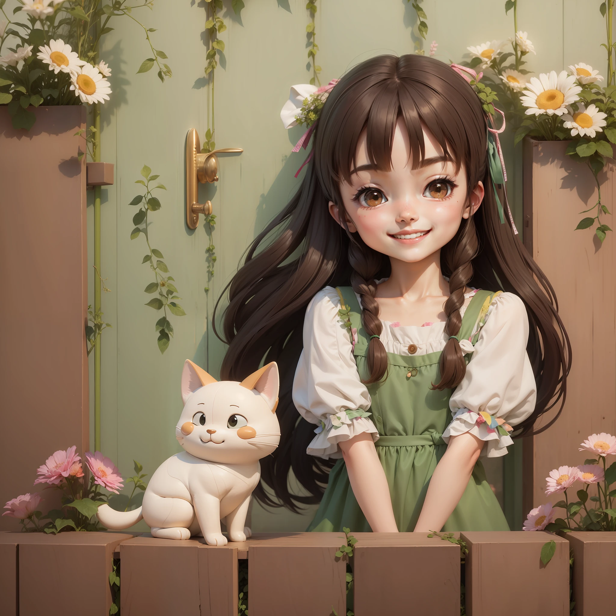 A cute girl, smiling, cute, clay