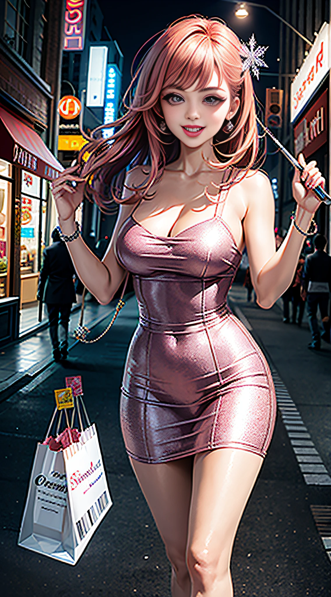 (Cosmopolitan beauty, best quality, ultra-detailed, HD, tiled seamless, character close-up + full body, professional wear + casual wear, night scene, static + dynamic, orange and white tones, strong chiaroscuro) + (street landscape, best illumination, HD, majestic, crowded + empty, magnificent frequent, mass + detail, rich colors, creative composition) + (makeup beauty, best quality, Ultra-detailed, pink lips, glitter eye shadow, rosy blush, clear and bright, light luxury, affinity, bright colors) + (dining food, best quality, ultra-detailed, satisfying taste buds, festive colors, real details, tableware placement, dining environment, ingredients close-up) + (shopping experience, best quality, ultra-detailed, laughter, dazzling, holiday promotions, Details highlighted, shopping scenes, people flow details, light atmosphere, billboards, bustling slow travel)