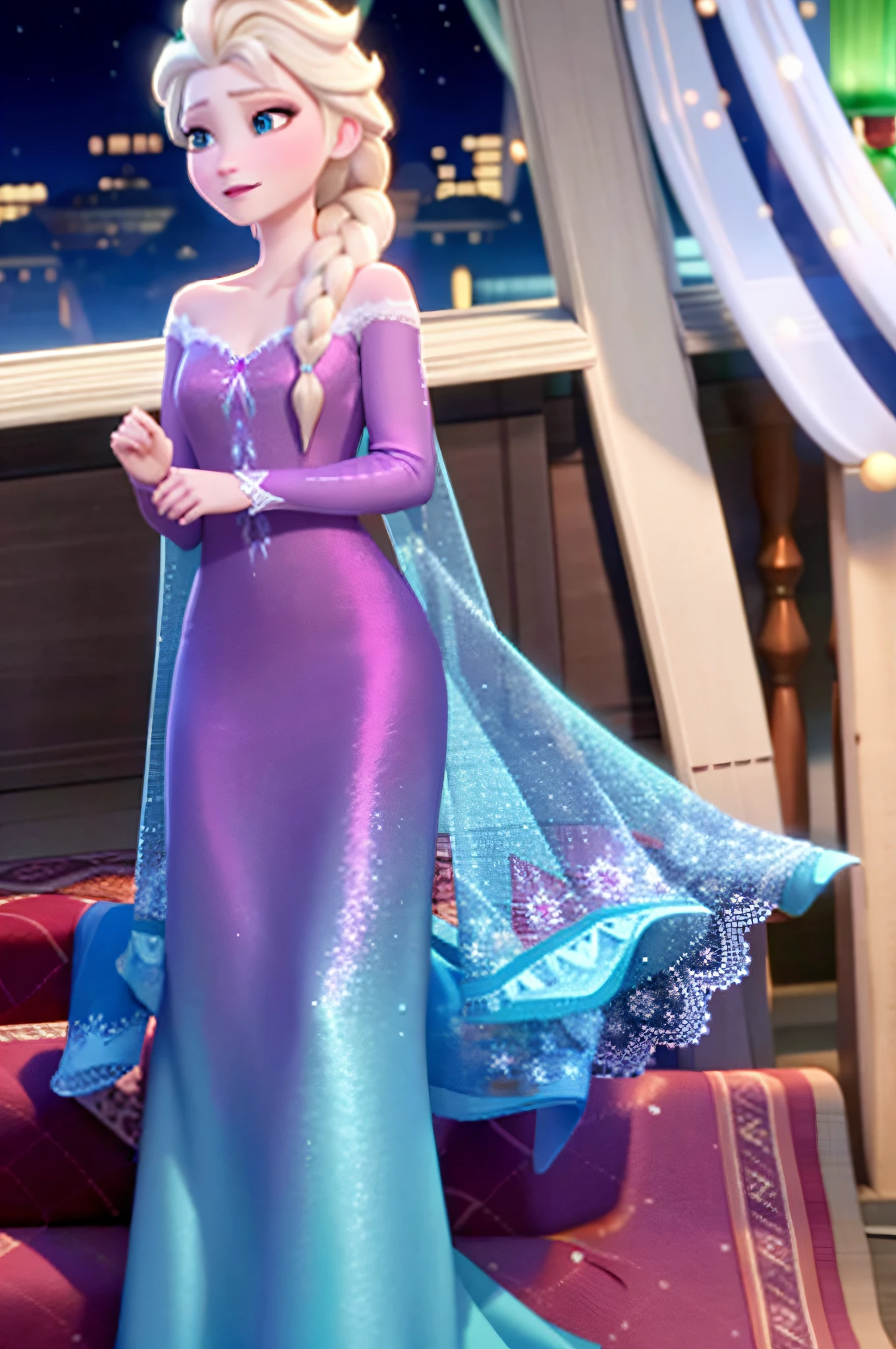 elsa of arendelle, nightgown, single braid