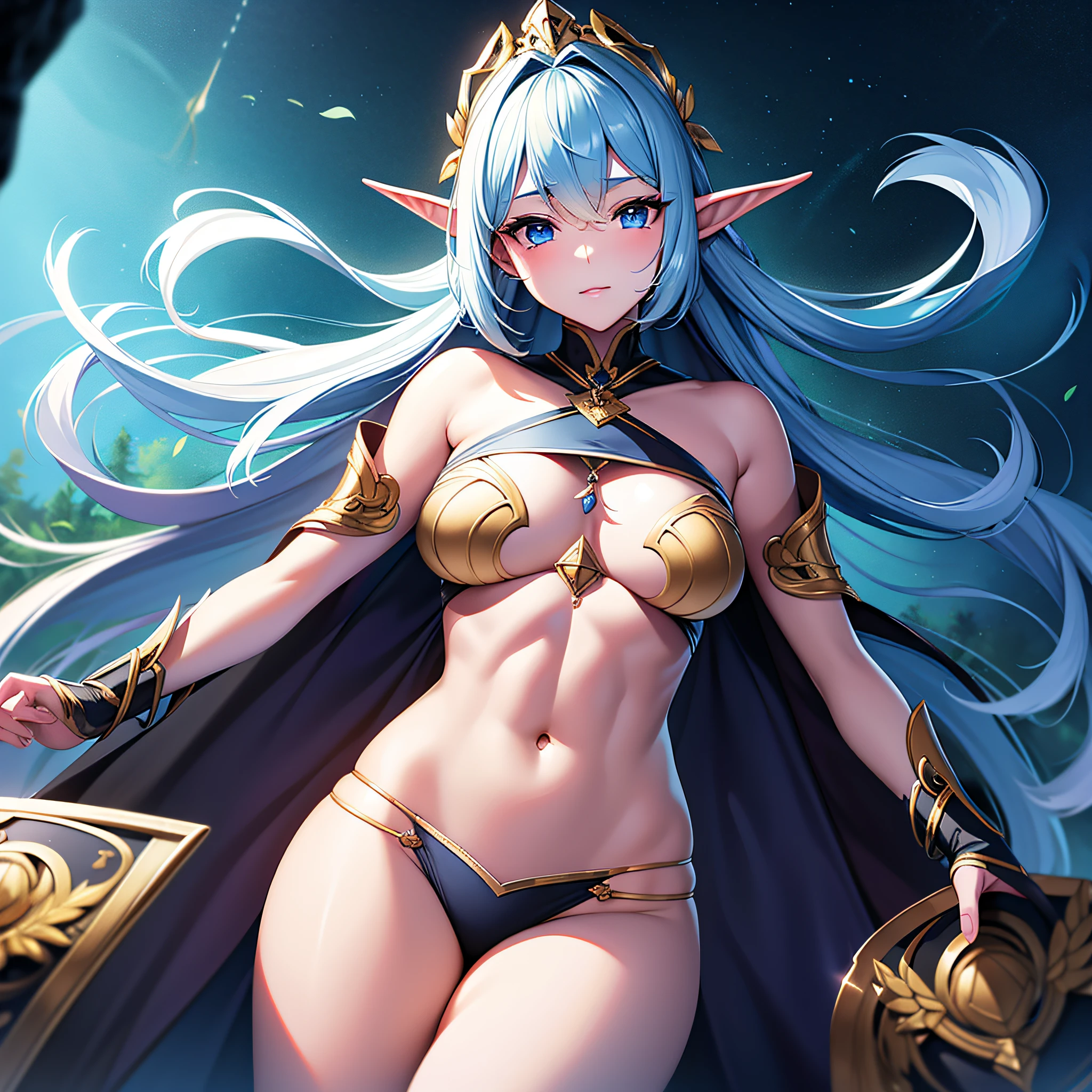 ((Best Quality, 8K,)) Woman 1 Double Eyelids Beautiful Eyes Long Hair Beautiful Abs Beautiful Skin Neat Transparency Princess Knight Elf