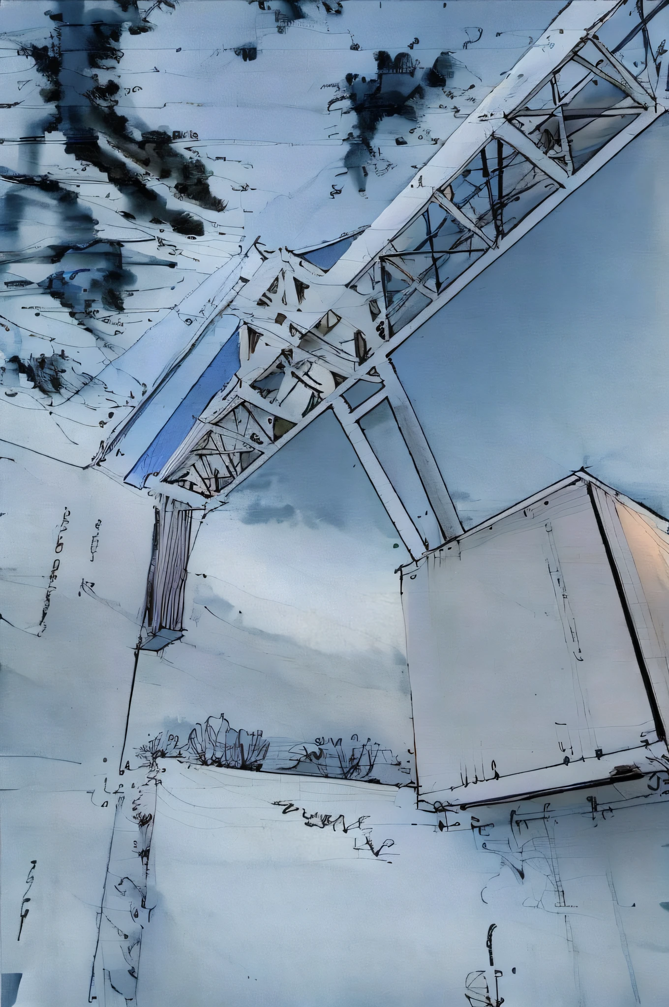 linear, gray, white background, simple background, sketch, sketch, pen_sketch_style, arafed crane lifting a container on a pile of blue shipping containers, crane shot, shipping containers, it is very huge, bottom view, shot from a low angle, Robert Zund, high quality loading, bottom view, bottom view, crane, ground view towering above the camera, huge machine cranes, shot from below