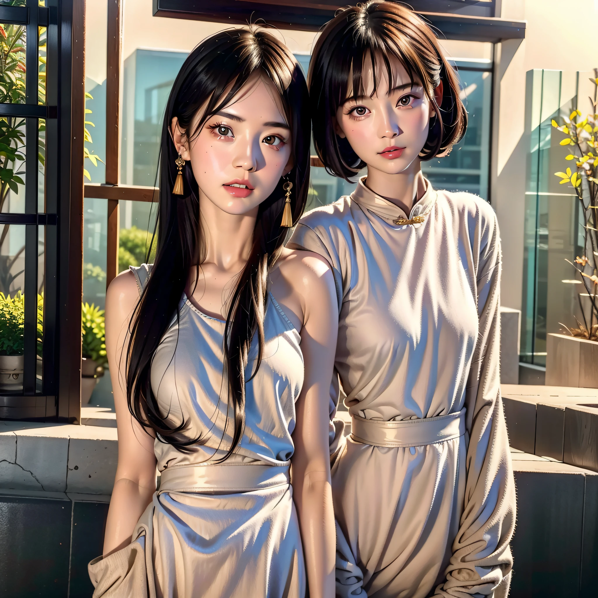 A Chinese girl 18 years old Beautiful eyes, real skin, delicate face, full body picture, hanfu, clothing details, skin details, slim body, delicate and delicate, short hair, black hair, blunt bangs ,beauty, best quality, super detailed, masterpiece, fine detail, high resolution, 8k wallpaper, realistic details, skin details, photoshop \(medium), super detailed, high resolution, extremely detailed, cinematic lighting texture, beautiful, perfect, hd