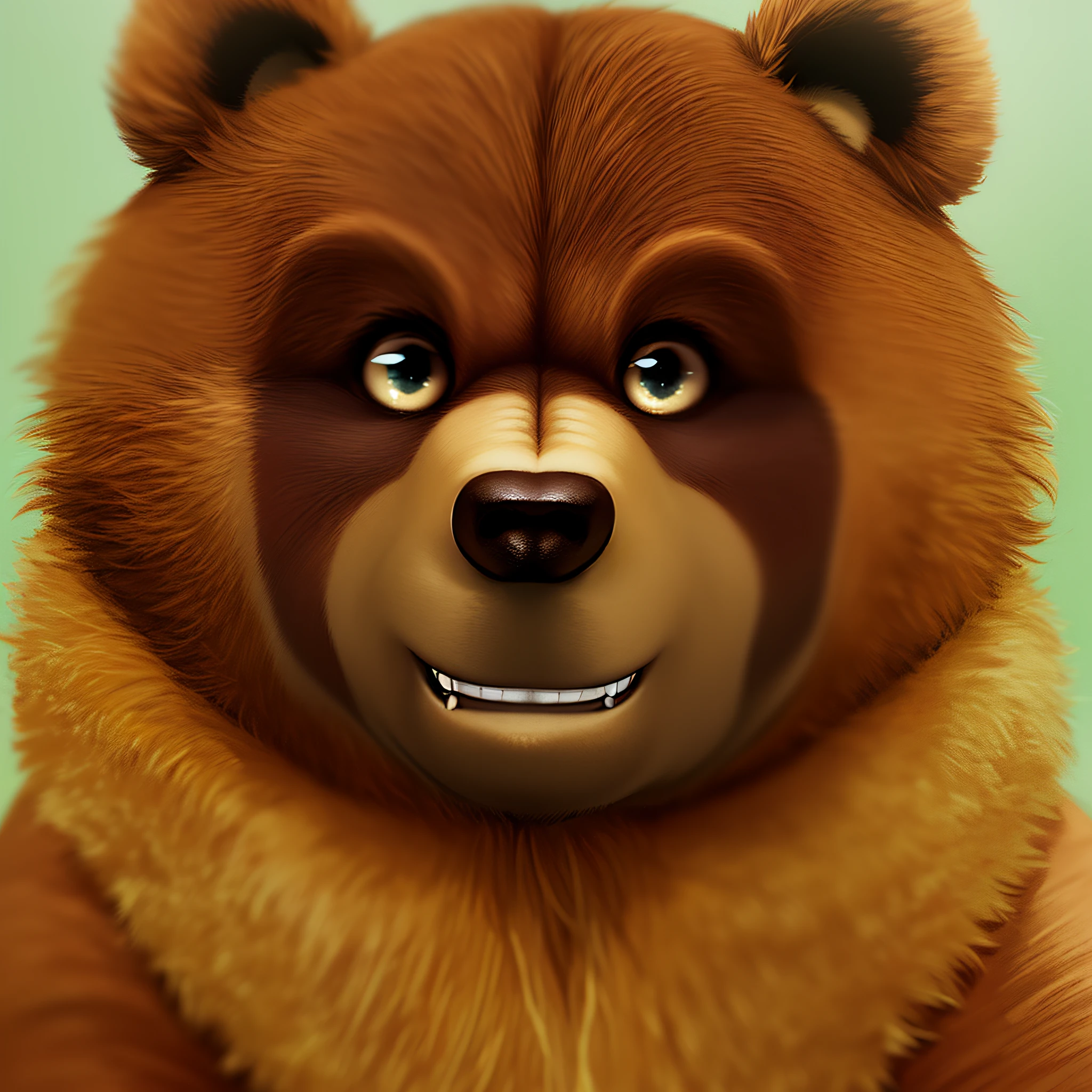 ((Best Quality, 8K,)) Cute Brown Bear Bear Smile Healing Brown Bear Animal