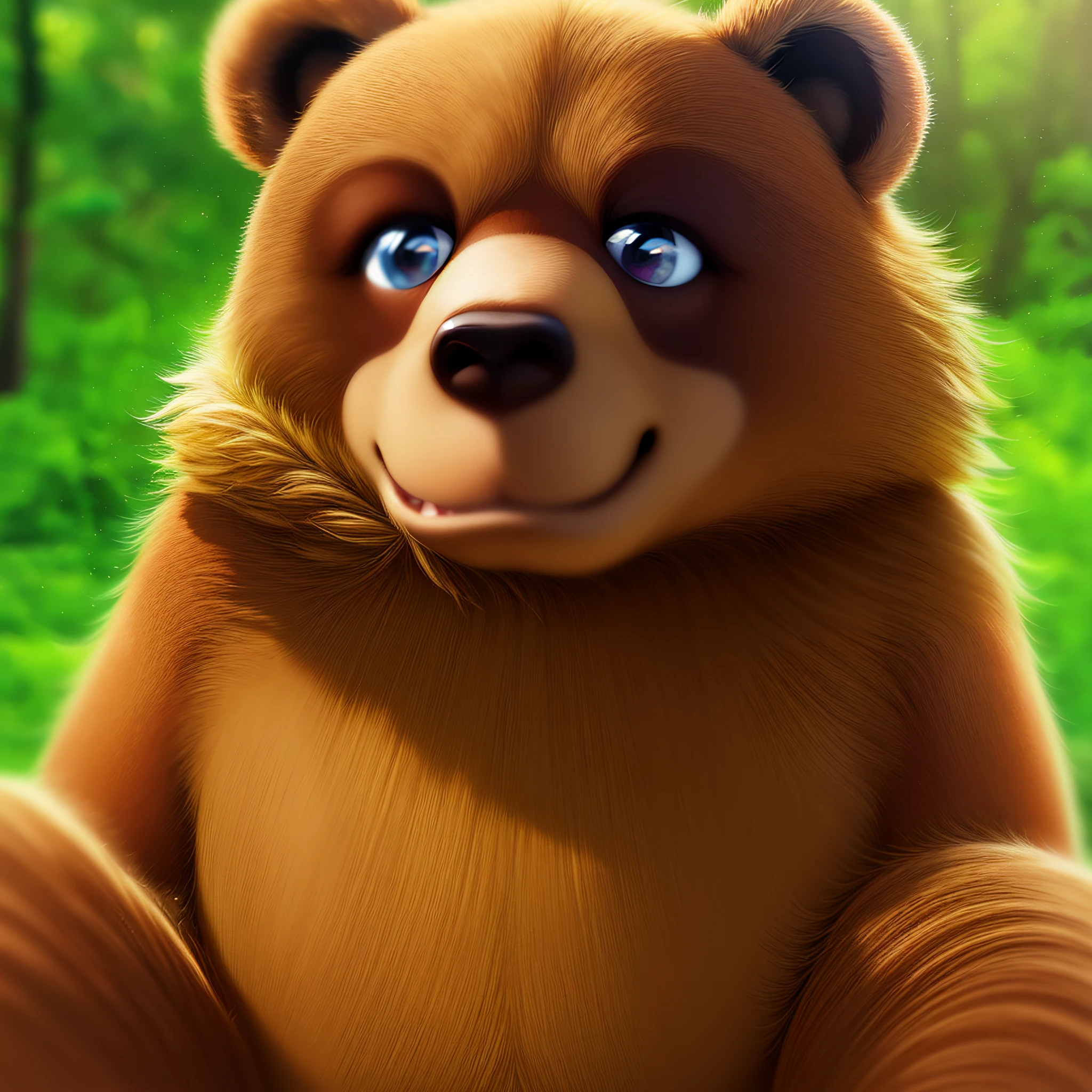 ((Best Quality, 8K,)) Cute Brown Bear Bear Smile Healing Brown Bear Animal
