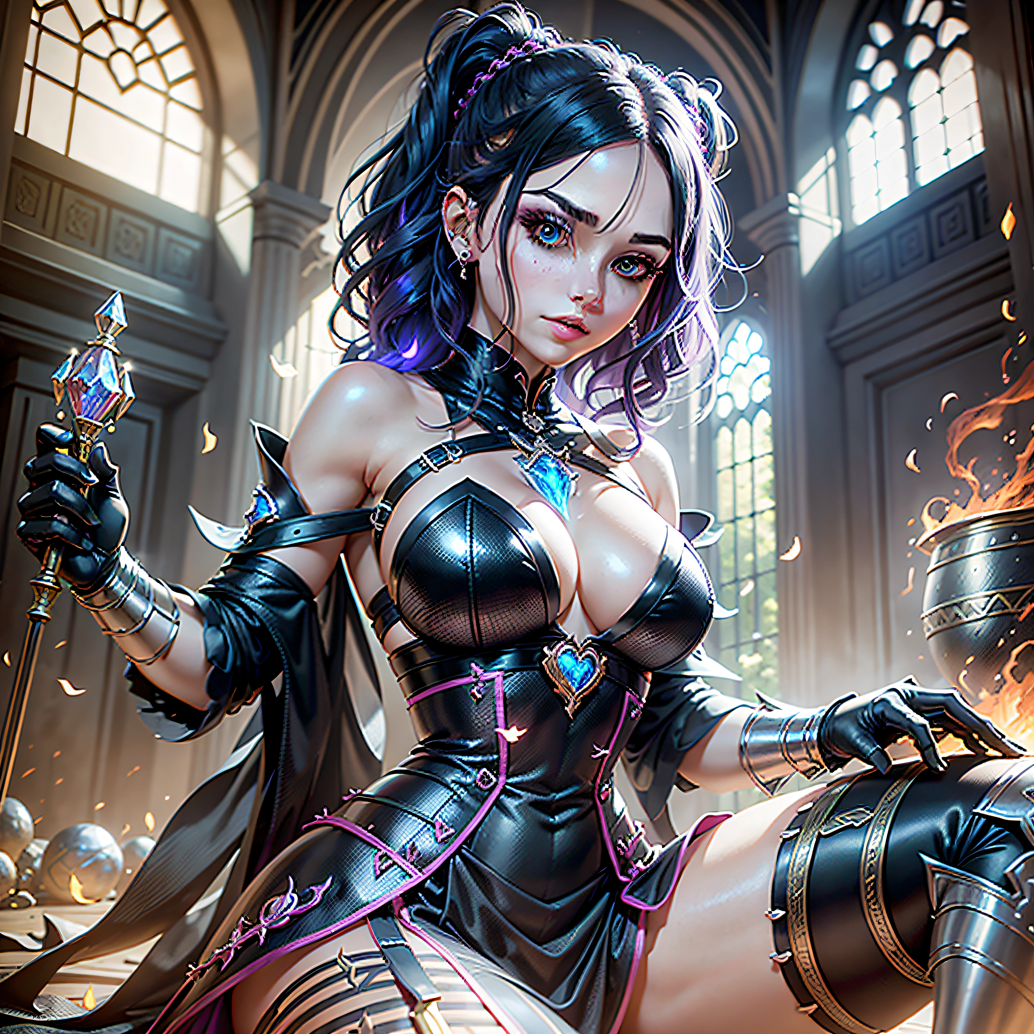 raw Magic metal robot female dominated varied angle below-close near a Will-o'-the-wisp full-plated-armor-massive chaos dark evening Pro-photorealism lights sun illumination luminescence depth resolution optimal perfection ultra precise maximum Lightning contrast global illumination cgi vfx sfx sfx reflex ultra detail Octane rendered extremes enhanced graduated UHD XT3 16K DSLR HDR UnrealEngine5 romm rgb pbr 3dcg fxaa blu-ray color-coded backlighting anti-aliasing fkaa txaa rtx ssao opengl-shaders glsl-shaders post-processing post-production cell-shading tone-mapping equirectangular 360 meticulously entangled a magical wizard burning fire incandescent embers calciferous hearth "the travelling castle" cremations heart A necromancer Dark style Vampire Tourmaline 16k "Wanda Maximoff" Elizabeth Olsen 32years muscular symmetrical body heavily dressed Cosplay 16K "Scarlet Witch" turquoise ultra-beautiful eyes lazuli delicate soft face glowing effect tyndall mouth Open teeth smile (detailed high skin: 1.3) Bokeh absurd 16k short hairstyle suave seductive dramatic vest dress shoulders lace white shirt sleeves white lace sneakers best ratio four fingers and an inch Magic hands: 1.3 clavicles papillotes silk satin felt seams strange corsait navel skirt loose swinging spinel thick leathers thighs covered garters revealing legs garters dominant boots solid bulky fur black abundant short Indigo thick underwear imposing fullbodye heart armor "Heavy Metal" metallic 16k magic covered flat opal bands copper chainmail chrome ruby throne occult Crystalline 16k War submit devastated temple Lava-glass-dazzling strike multishoot-plasmalight ruins 16K Guweiz and James Jean by tattoo CGSCOSITY, etc. nsfw:1.2