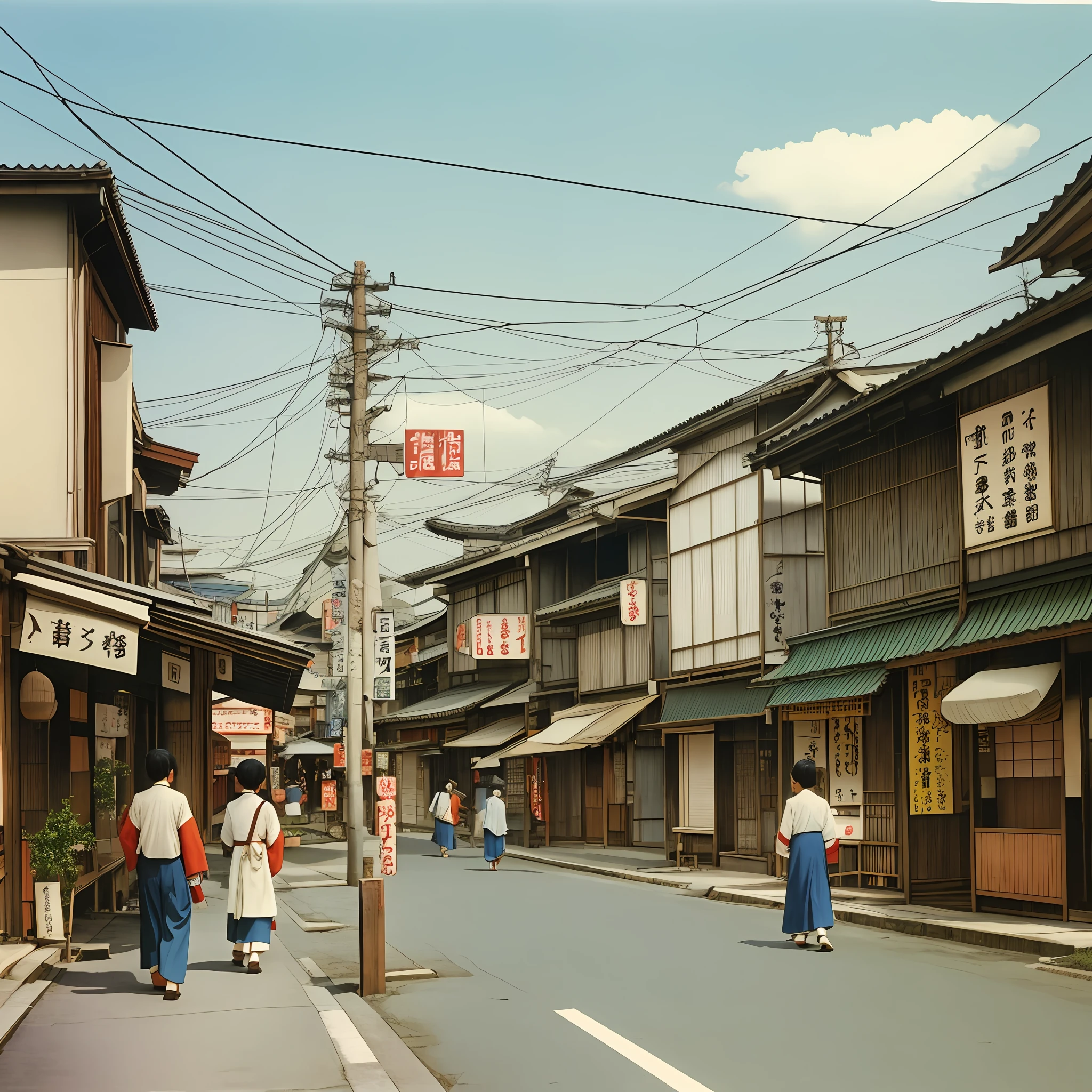 Photographs of Japanese towns in the 1970s, vintage, old color photographs, cityscapes, high resolution --auto --s2