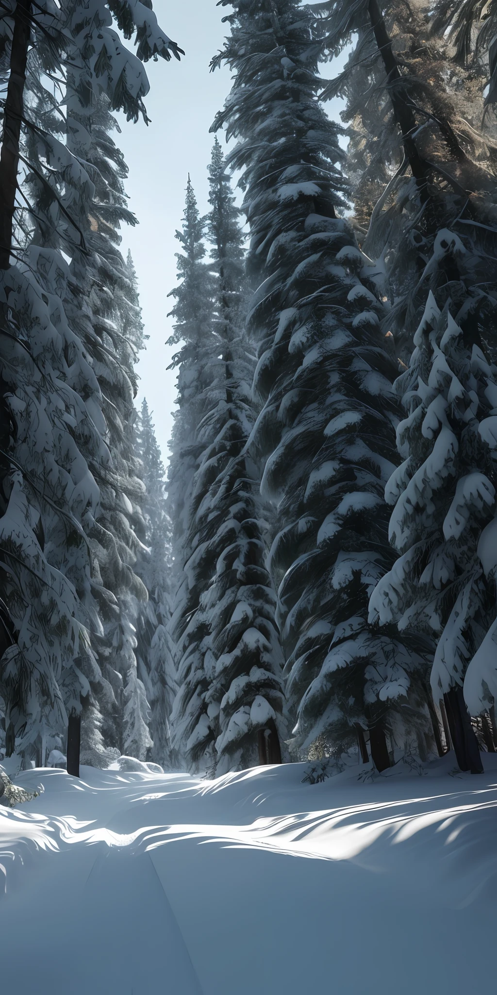 Masterpiece, best quality, high quality, highly detailed CG unity 8k wallpaper, coniferous forest, silence, towering conifers covering the forest floor, severe cold climate, serene beauty, snow, winter, mild summer, breeze, Conifers, branches, bokeh, depth of field, HDR, bloom, chromatic aberration, photorealistic, extremely detailed, popular on artstation, popular on CGsociety, complex, high detail, dramatic, art midway