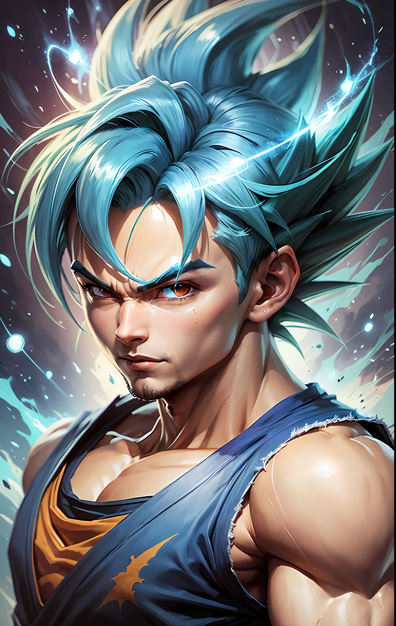 a cartoon image of a very young gohan with blue hair, transforming into super blue saiyan, son goku, dragonball character, human goku, goku from dragon ball, transforming into ultra instinct, super sayian goku, super saiyan goku, goku, broly, goku portrait, highly detailed portrait of goku, portrait of goku, dragon ball artstyle, super dragon ball --auto --s2