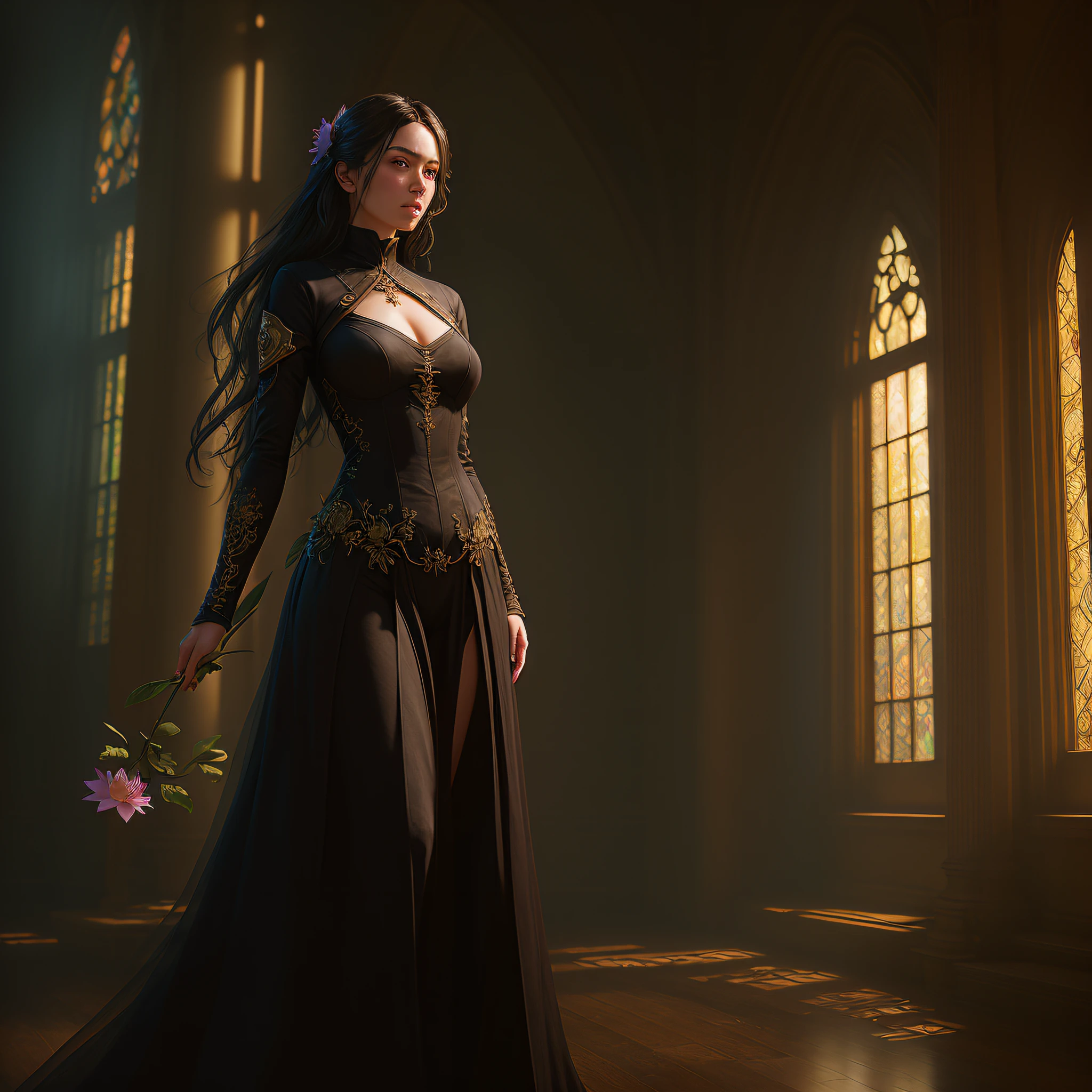 Kathy Weldon, Olga Kwasa, A Flower of Miho Hirano, Ultra-detailed Trends in Complex Gothic Art on Artstation Ternary Color Unreal Engine 5 Unreal Engine 5 Detailed Matte Painting, Dark Color, Dreamy, Intricate Detail, Start Screen, Complementary Colors, Fantasy Concept Art, 8K Resolution, Gothic Deviation Art Masterpiece, (Dark Len: 0.9), Art by Greg Rutkowski and Artgerm, Soft Film Light, Adobe Lightroom, Light Lab, HDR, Complex, Highly Detailed, Lotus