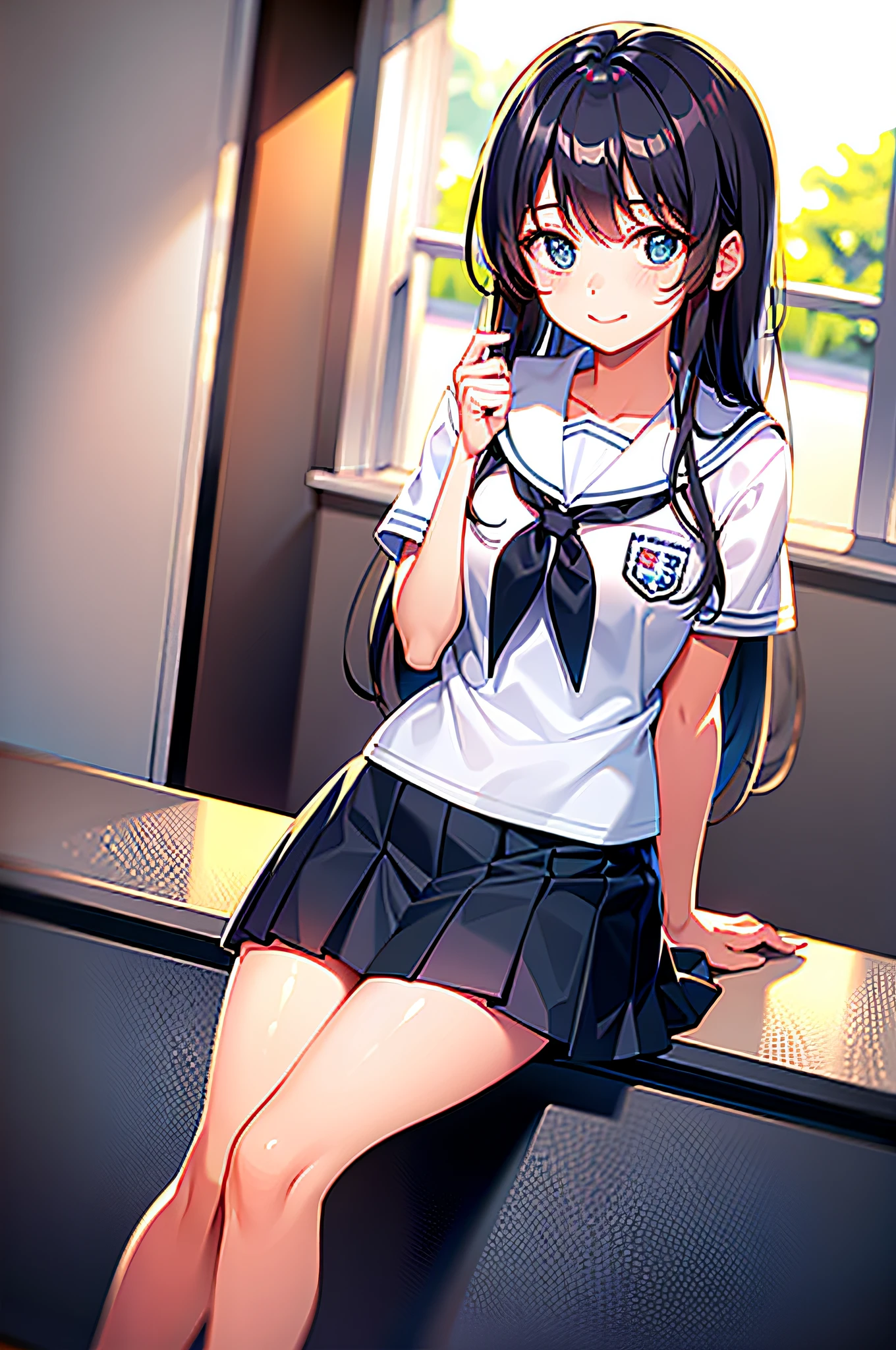 Cute school girl asking questions
