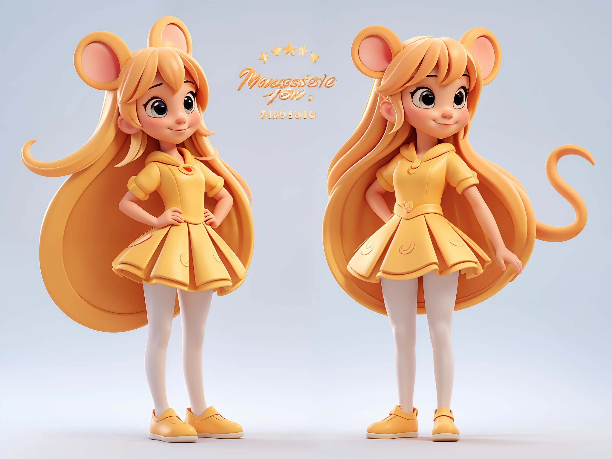 ((masterpiece)), (best quality), ((ultra-detailed)), solo, full-body, standing, New Year's greeting, mouse, female, cute, (tang costume), (white) background, cartoon, Q version, Disney style