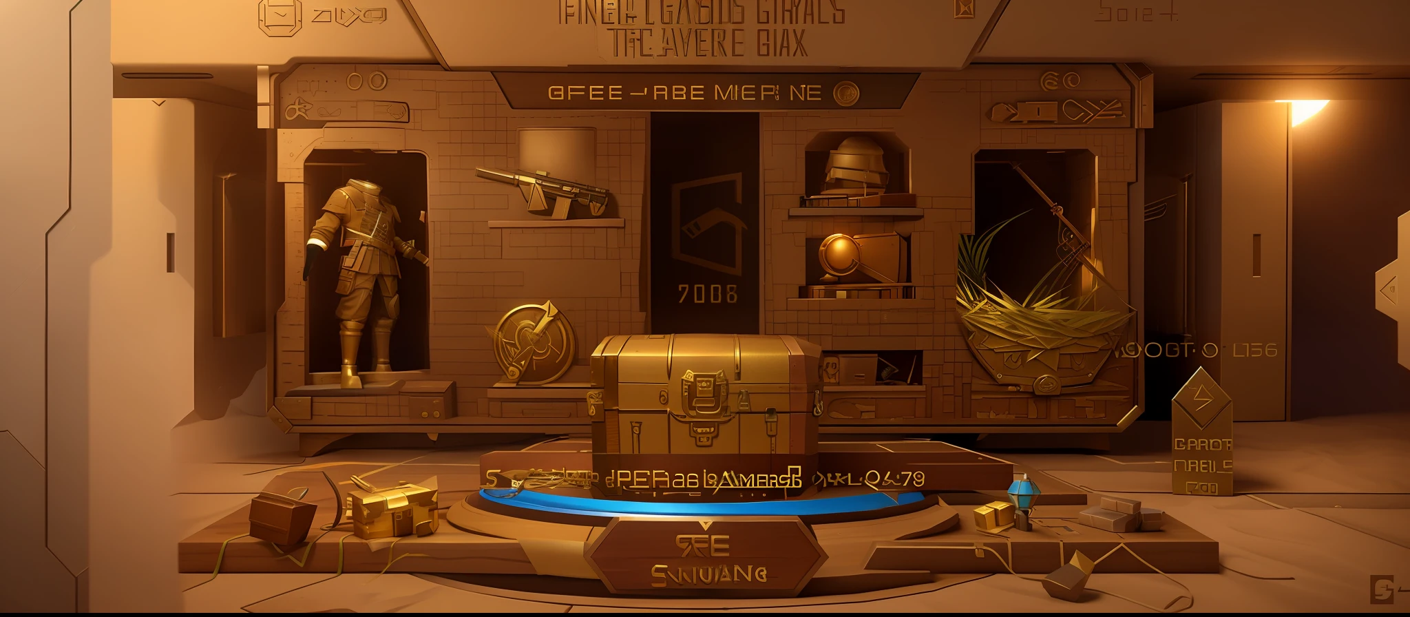 Close-up of in-game item display, SMG, loot chest, , treasure chest front, final, OMG, ƒ/5.6, game CG