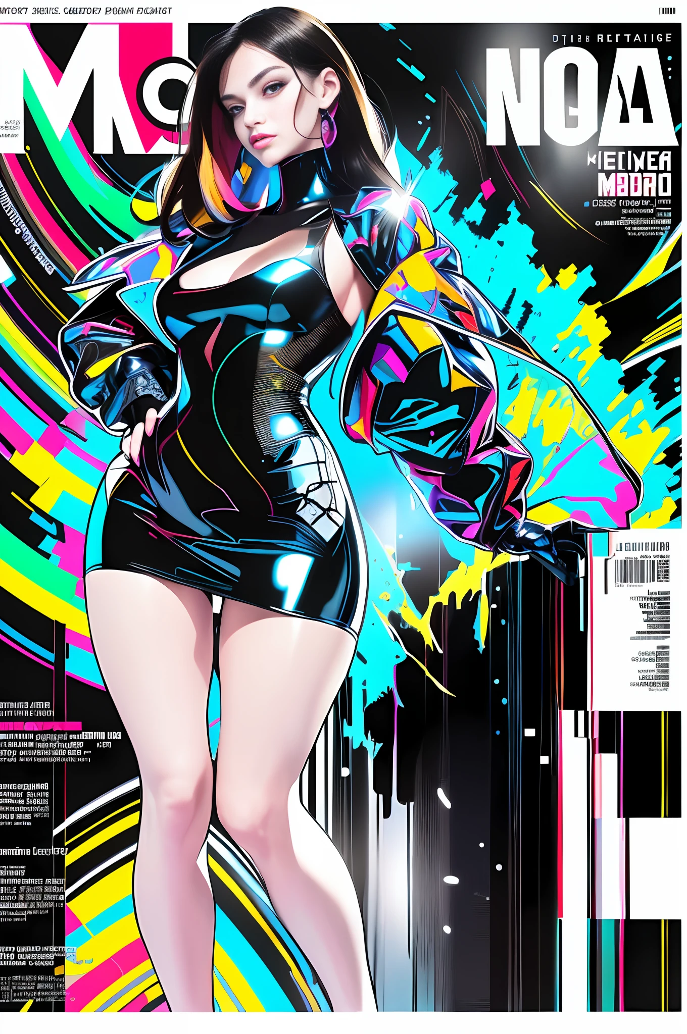 (magazine cover:1.3), (realistic: 1.3) ( full body portrait: 1.2),masterpiece, best quality, beautiful clean face, fullbody, 1girl, realistic, (digital distortion), pixelated fragments, data corruption,colorful noise, visual chaos,contemporary aesthetics,(((ultra detailed))), (((best quality))), (((masterpiece))), highres, 8k, anatomically correct, UHD