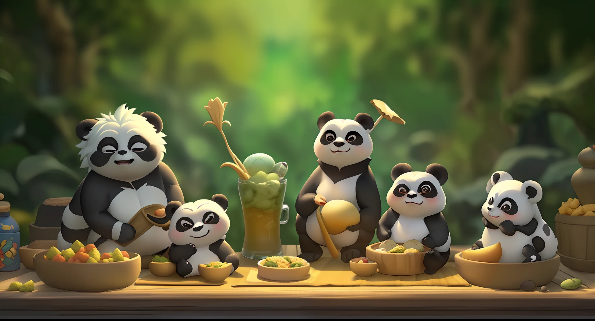 araffes and pandas are sitting at a table with food, animated movie still, hd wallpaper, animated movie scene, animated film, animated movie shot, kung fu panda, animation film still, movie promotional image, high quality desktop wallpaper, children's animated films, animated movie, desktop background, high quality wallpaper, dreamworks animation, animation film, dreamworks animation style