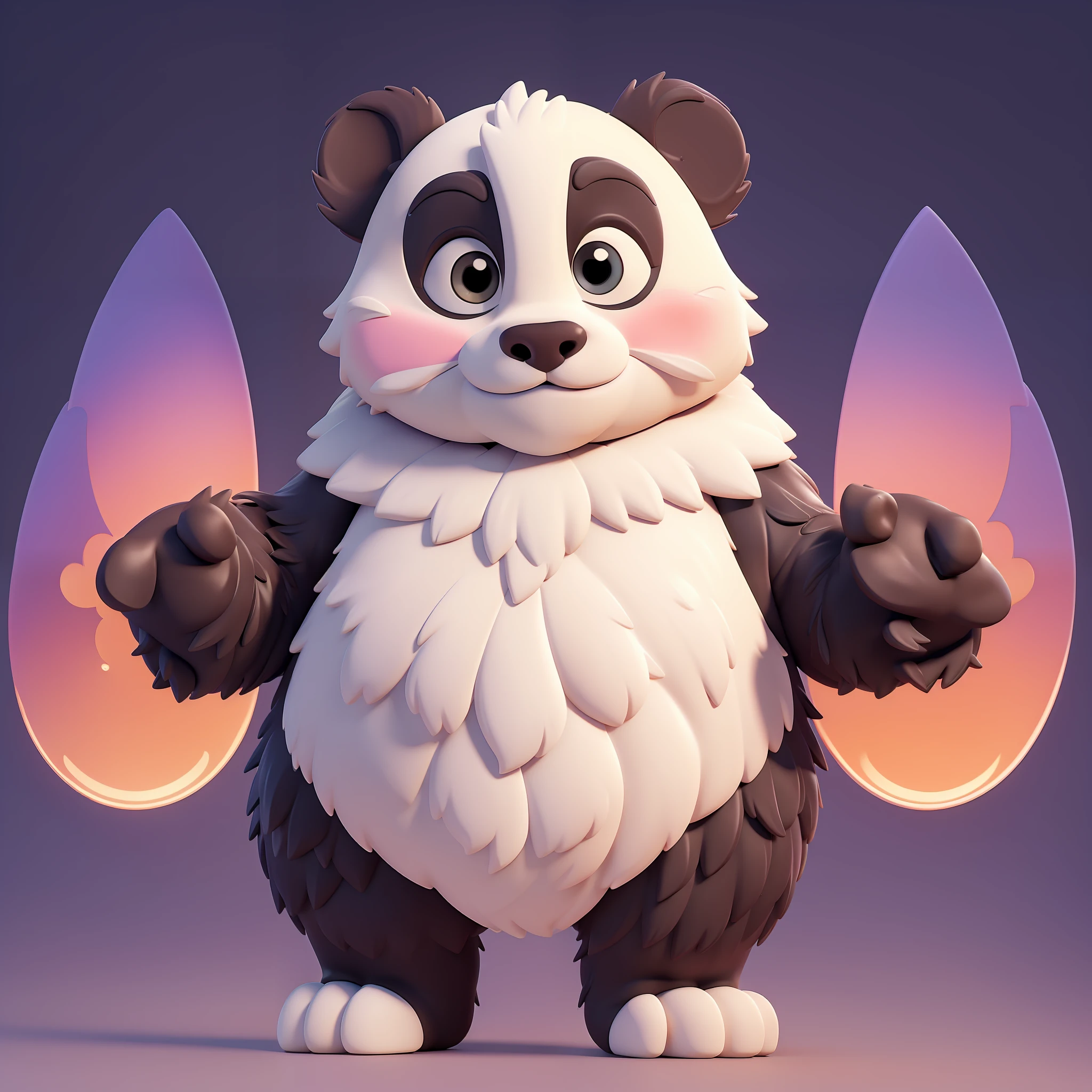 ((masterpiece)), (best quality), (ultra-detailed), ((solo)), full body, standing, panda, cute, simple gradient background, cartoon, Q version, Disney style